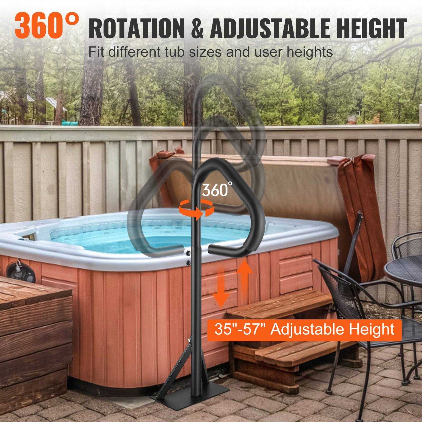 VEVOR Hot Tub Handrail 360 Rotatable Spa Side Handrail with 35-57 Adjustable Height Rust-proof Aluminum Spa Step Hot Tub Hand Rail - Cheap Fitting