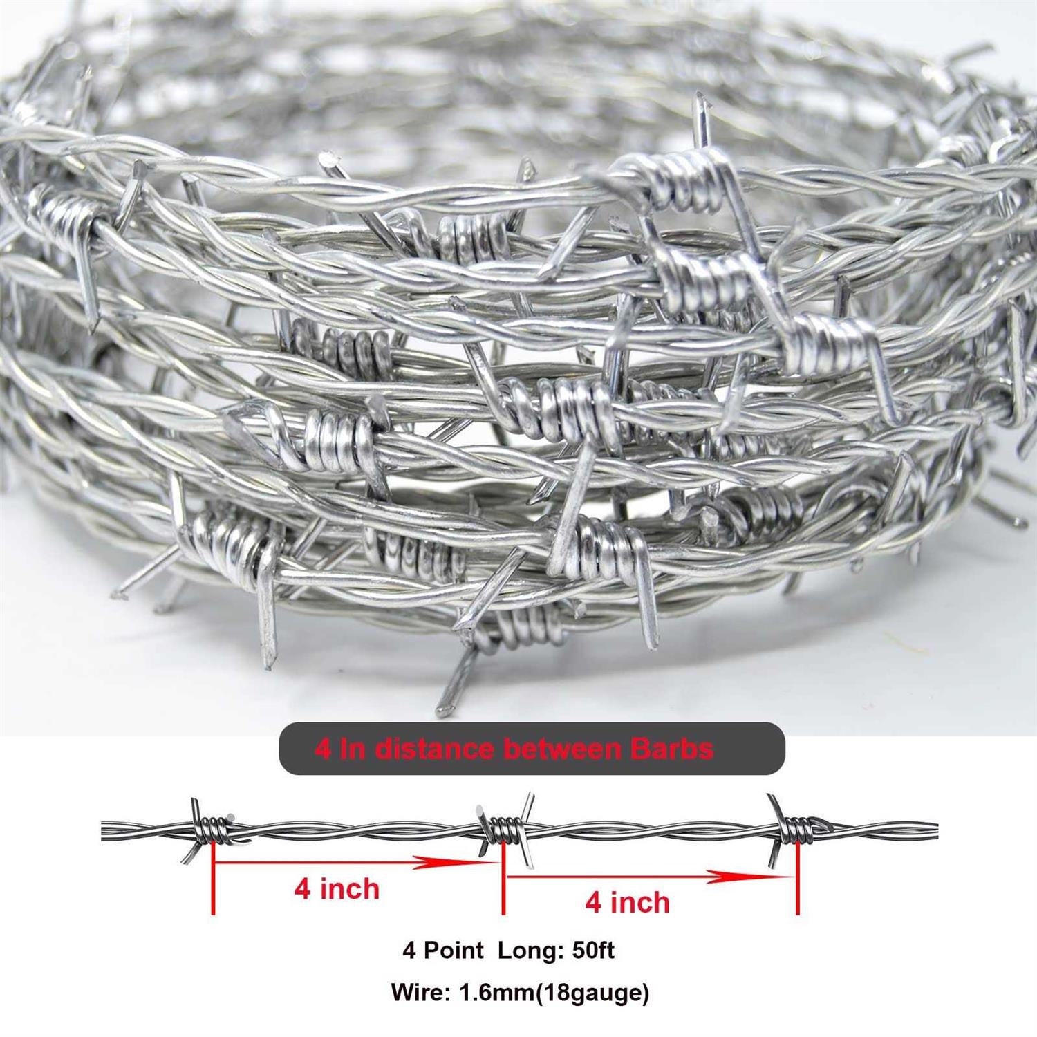 YAGJIA Barbed Wire 4 Point Barbed Wire Fence, Hot-Dip Galvanized Barb Wire Roll, 18 Gauge Strong and Flexible Wire for Crafts Baseball Ball - Cheap Fitting