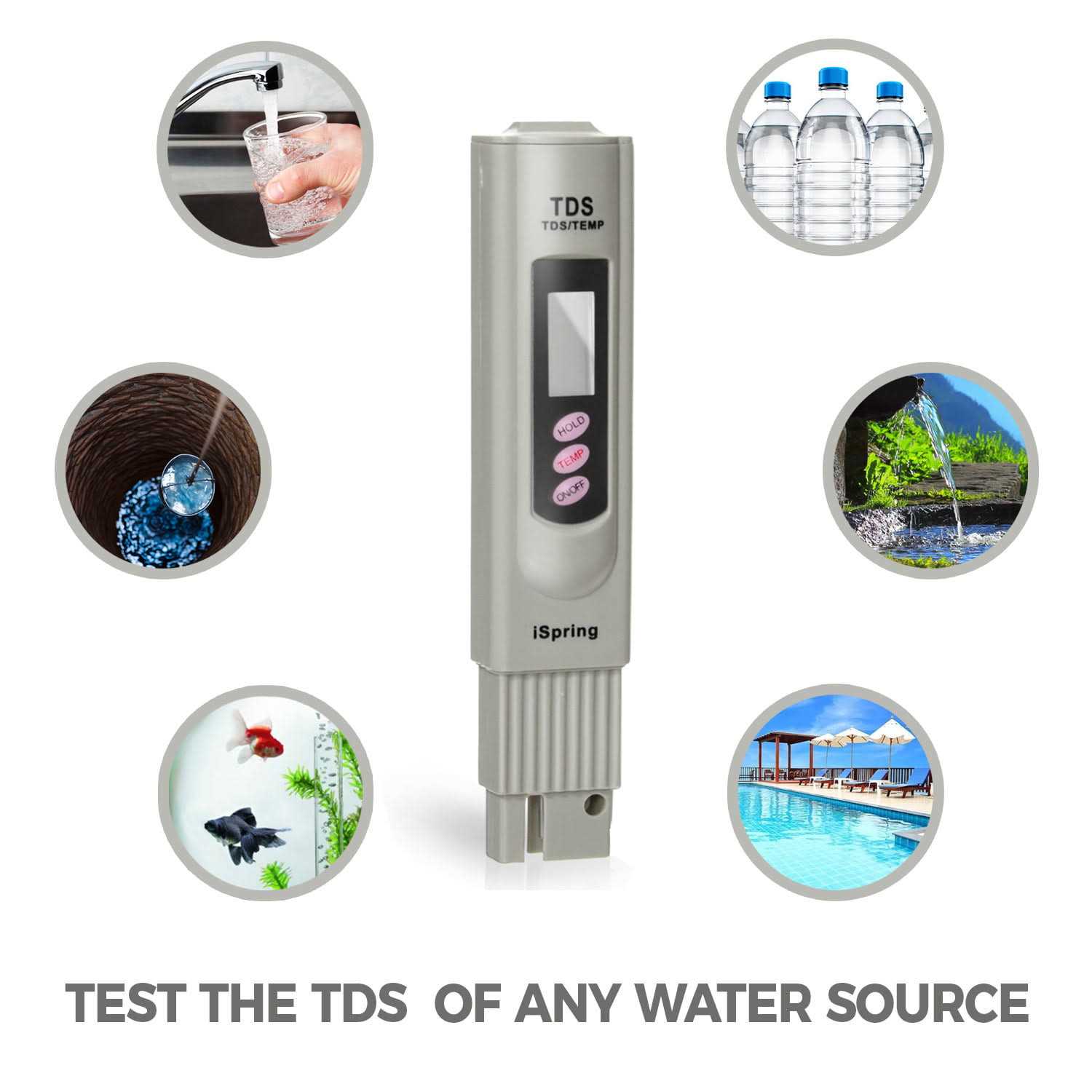 Ispring 3-Button Digital TDS Water Quality Test Meter Kit with Temperature Calibration - Cheap Fitting