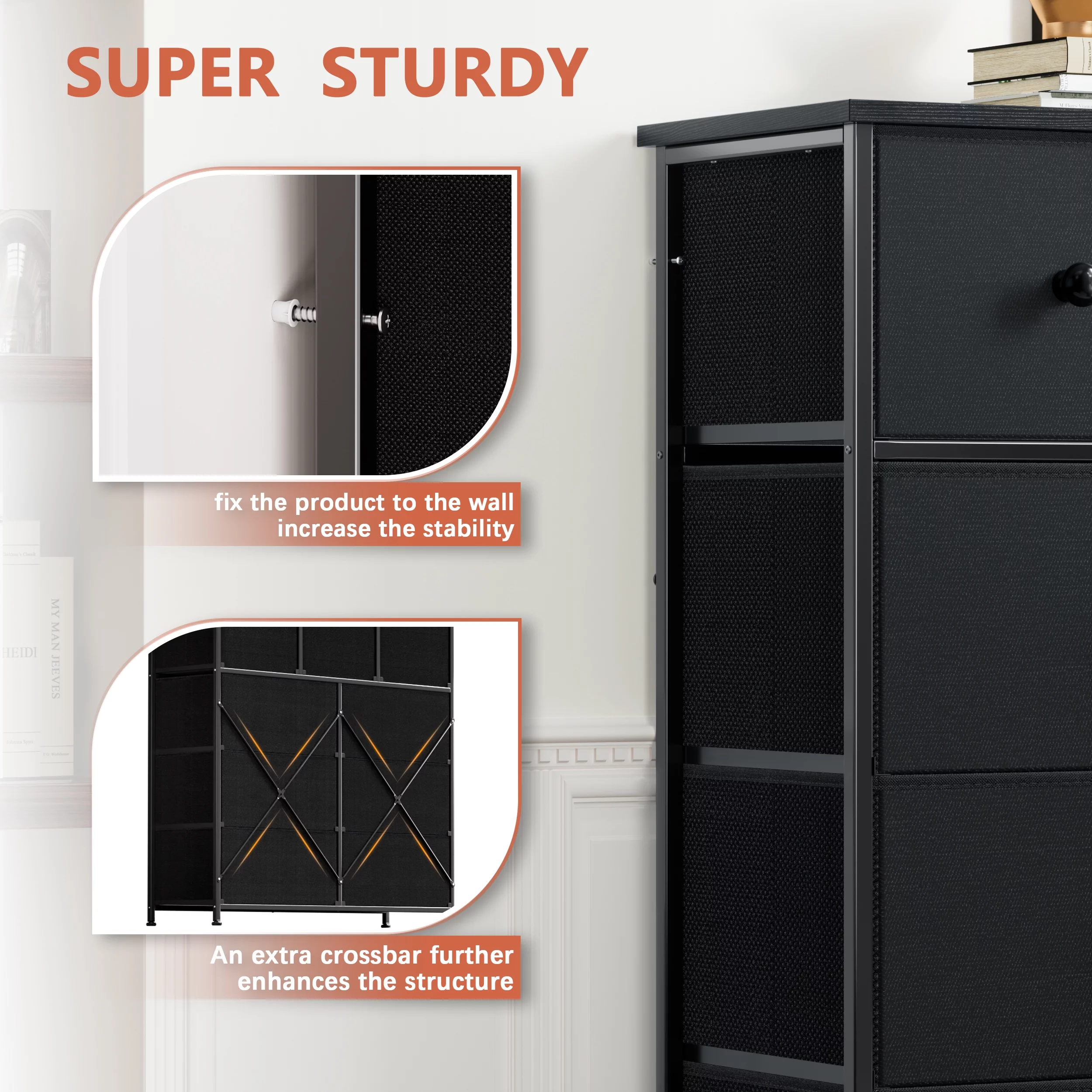 GUNAITO 9 Drawers Dresser, Chest of Drawers Fabric Dressers with Leather Finish for Adult Dressers for Bedroom Brown - Cheap Fitting