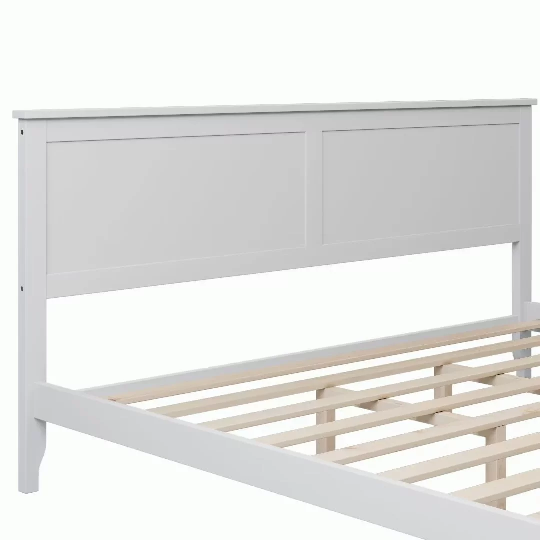 King Size Platform Bed with Headboard and Footboard, Solid Wood Bed Frame with Under-Bed Storage for Kids Teens Adults, Mattress Foundation, No Box Spring Needed, White - Cheap Fitting