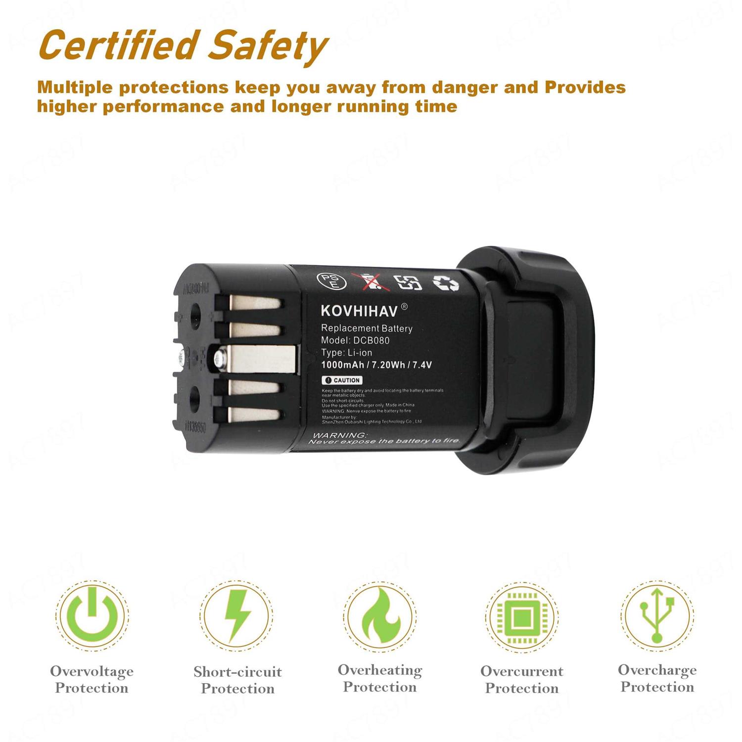 8V MAX Replacement Battery for DCB080 DCF680N1 DW4390 DCF680N2 DCL023 DCF680 DCB095 DCF682 - Cheap Fitting