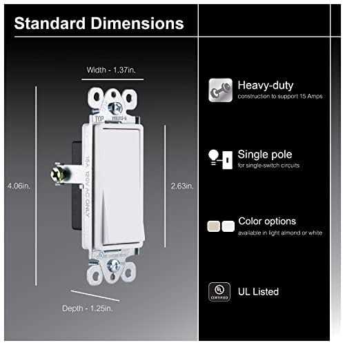 GE Paddle Rocker Light Switch Single Pole Switch On Off 5 Pack Rocker Switch 44017 - Cheap Fitting