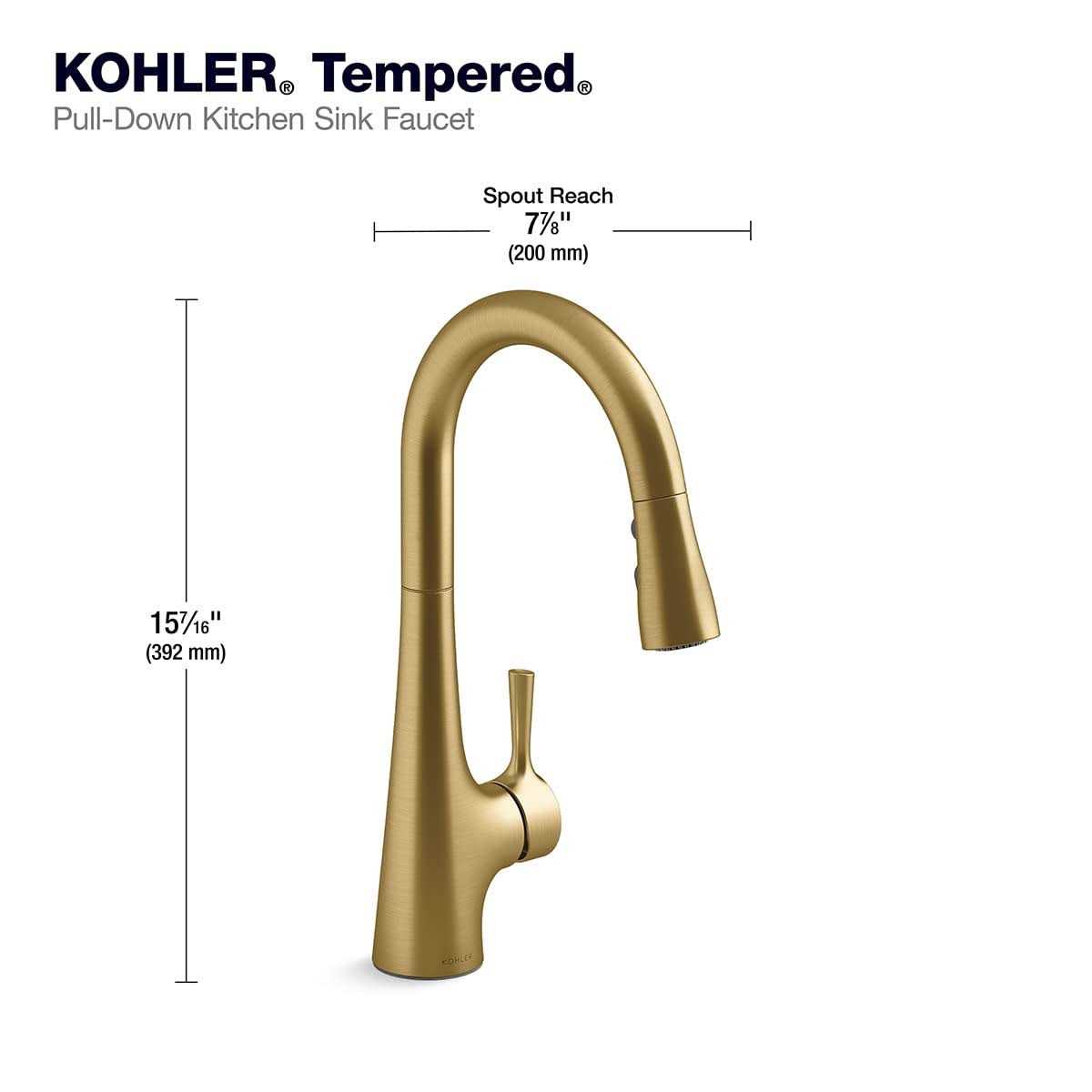 Kohler K-24661 Tempered 1.5 GPM Single Hole Pull Down Kitchen Faucet - Cheap Fitting