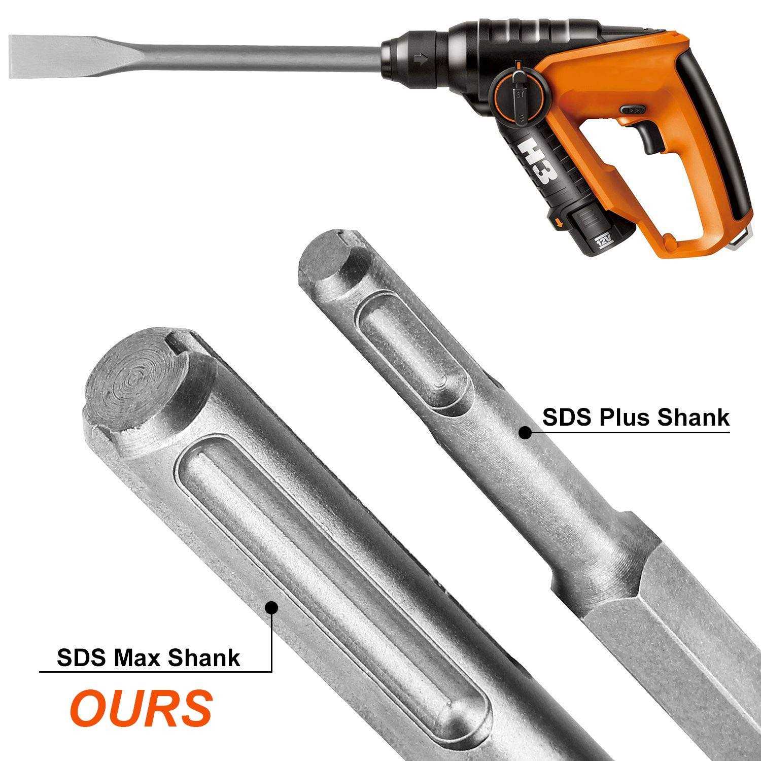 6-Piece SDS Max Chisel Set CertBuy Concrete Drill Bit Set Rotary Hammer Bits Chisel Set Including Point Chisel Flat Chisel and Scaling Chisel - Cheap Fitting