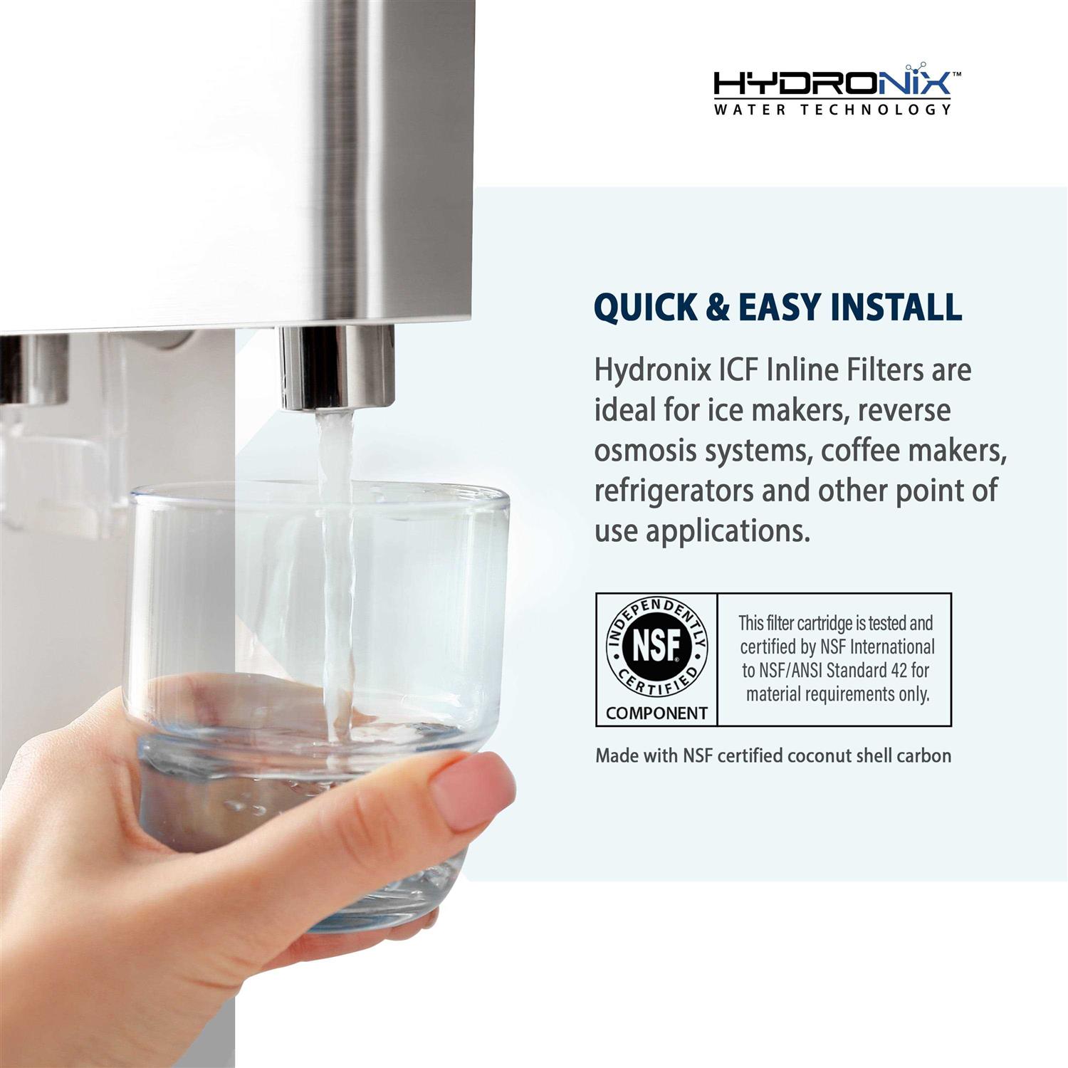 Hydronix ICF-10 Inline Coconut Carbon Water Filter - Cheap Fitting