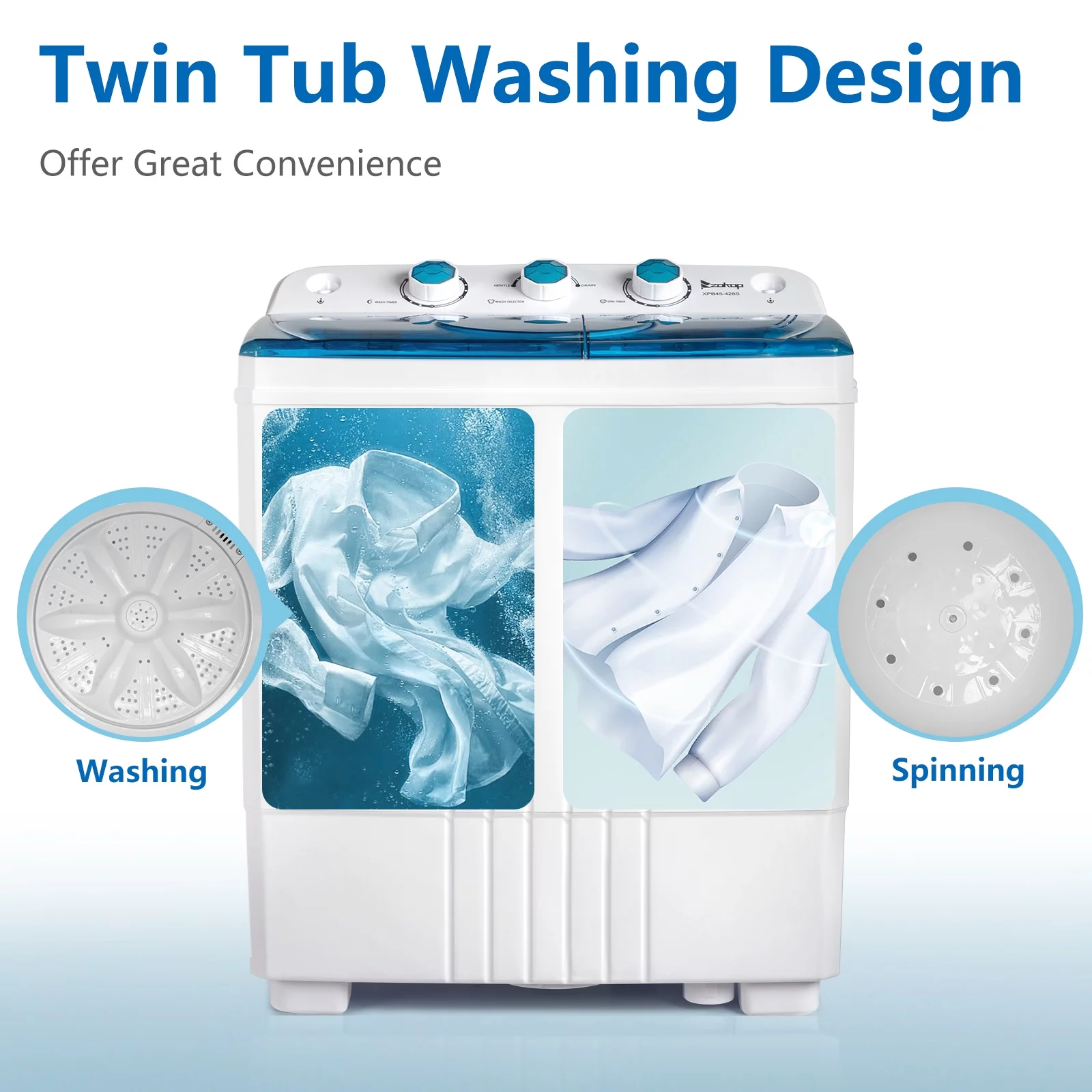 Zimtown 20LBS Portable Compact Twin Tub Washing Machine Washer Dryer,Blue - Cheap Fitting
