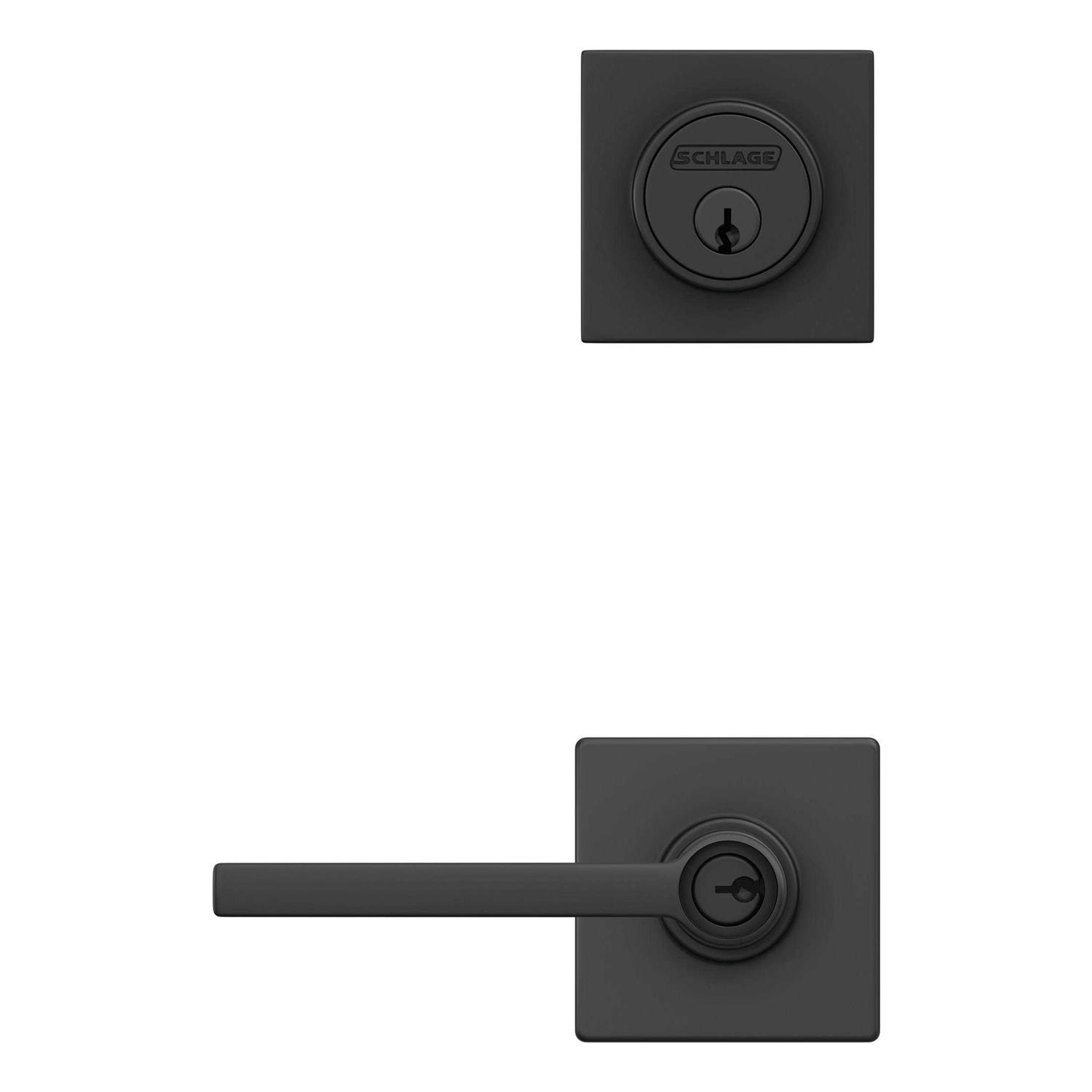 Home Front by Schlage Crosbie-Evans Matte Black Single-Cylinder Deadbolt Universal Exterior Keyed Entry Door Handle with Combo Pack - Cheap Fitting