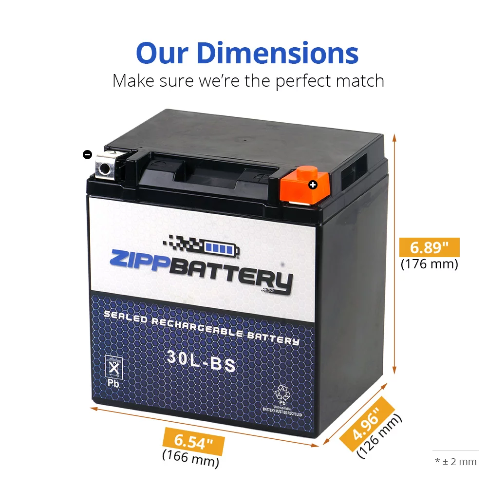 Zipp Battery Ytx30L-Bs Motorcycle Battery for Harley-Davidson Flh, Flt (Touring) - Cheap Fitting