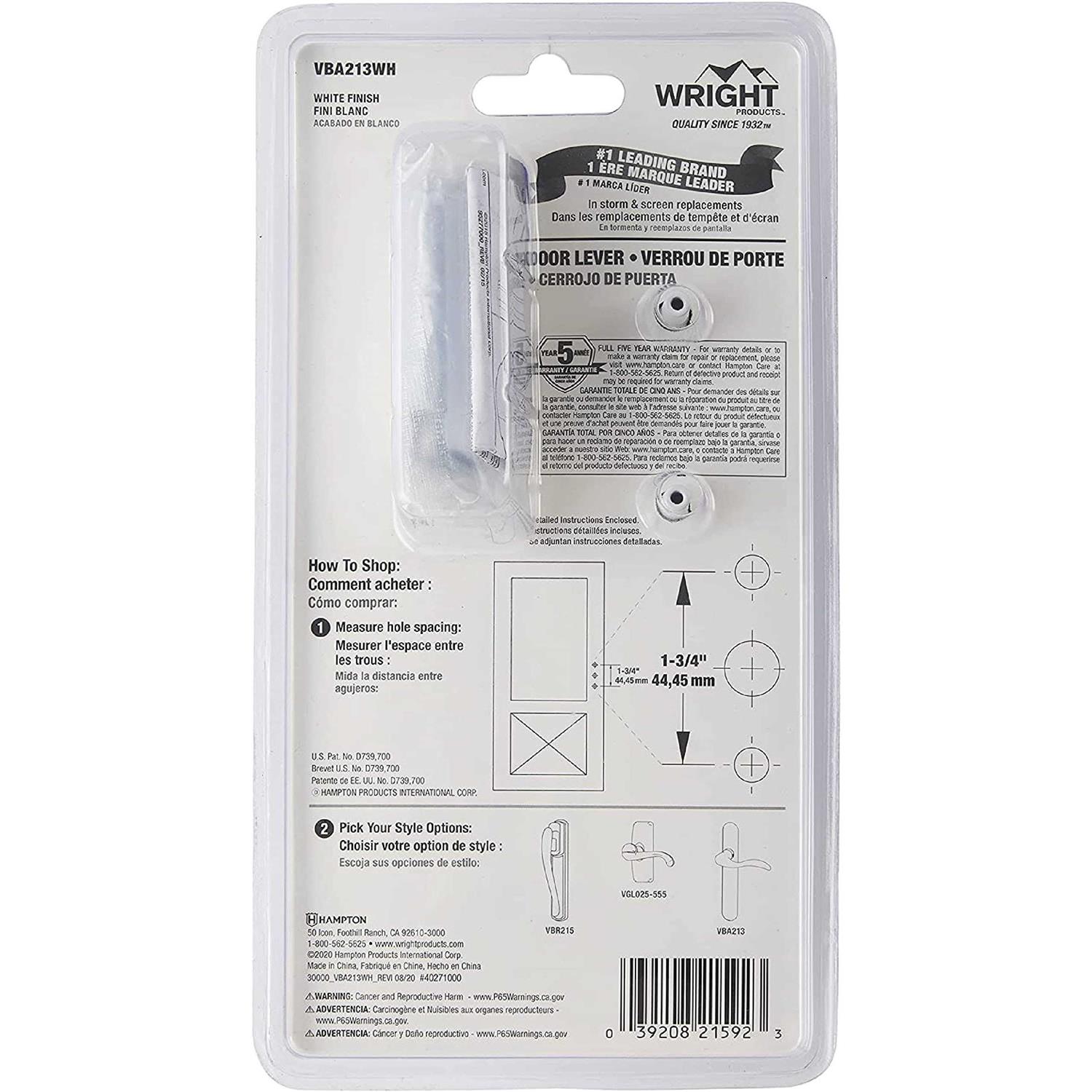 Wright Products VBA213WH Bayfield Surface Door Latch - Cheap Fitting