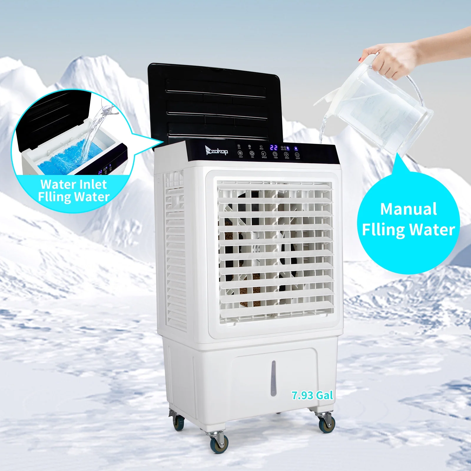 Ktaxon 30L Portable Evaporative Air Cooler AC Fan Indoor/Outdoor 2940CFM Water Cooler Air Filter For Commercial Patio Office Shop - Cheap Fitting