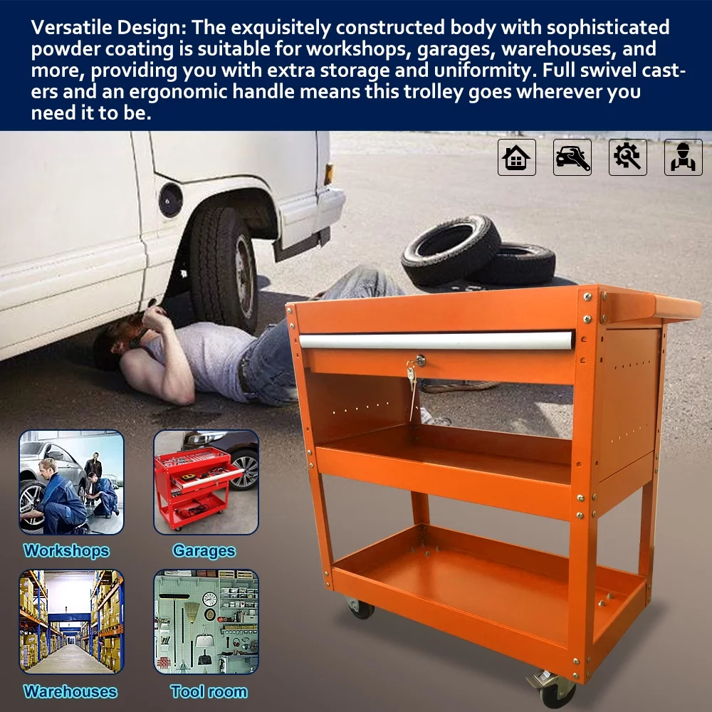 Odaof Big Tool Cart, 4-Wheel Tool Cart, Rolling Tool Cart, Big Tool Storage Cart, Tool Cart with Ball-Bearing Slides, Tool Cart & Tool Chest for Garage and Warehouse (Black) - Cheap Fitting