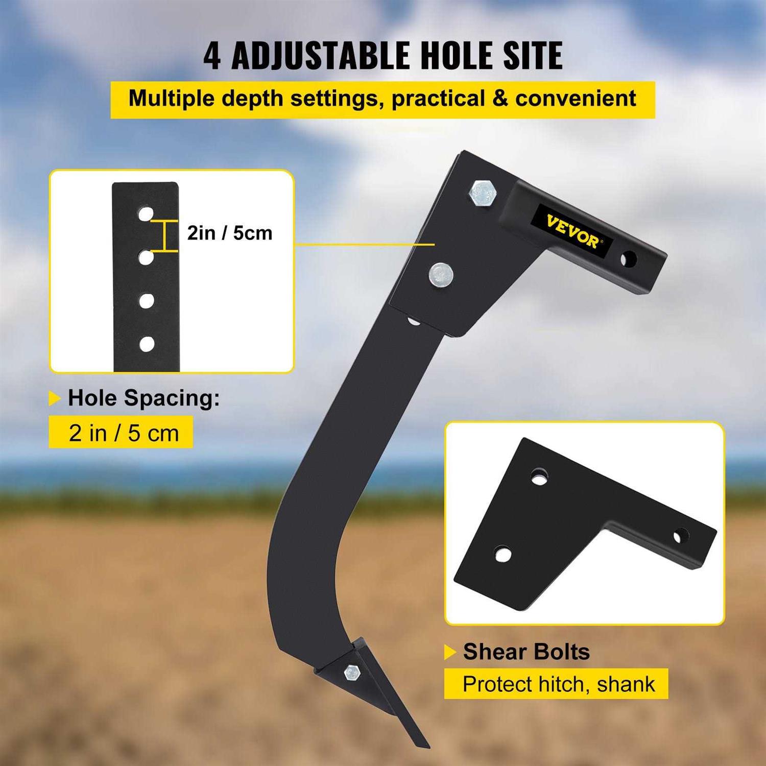 Vevor Hitch Mounted Ripper 18 inch Shank Length Box Scraper Shank 4 Hole Site Box Blade for Tractor - Cheap Fitting