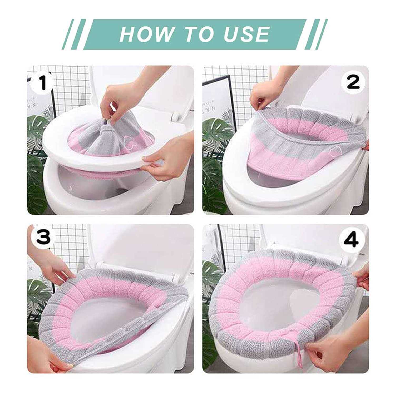 Guojanfon 4 Pieces Toilet Cover Toilet Seat Cover Pads with Handle Toilet Lid Cover Cushion Thicker Bathroom Soft Toilet Seat Cover Soft Thicker - Cheap Fitting