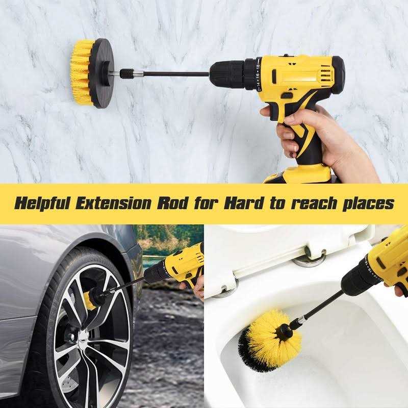 Shieldpro Drill Brush Attachment Set,Power Cleaning Scrub Brush,All Purpose Drill Brushes with Extend Long Attachment for Bathroom and Kitchen Surface - Cheap Fitting