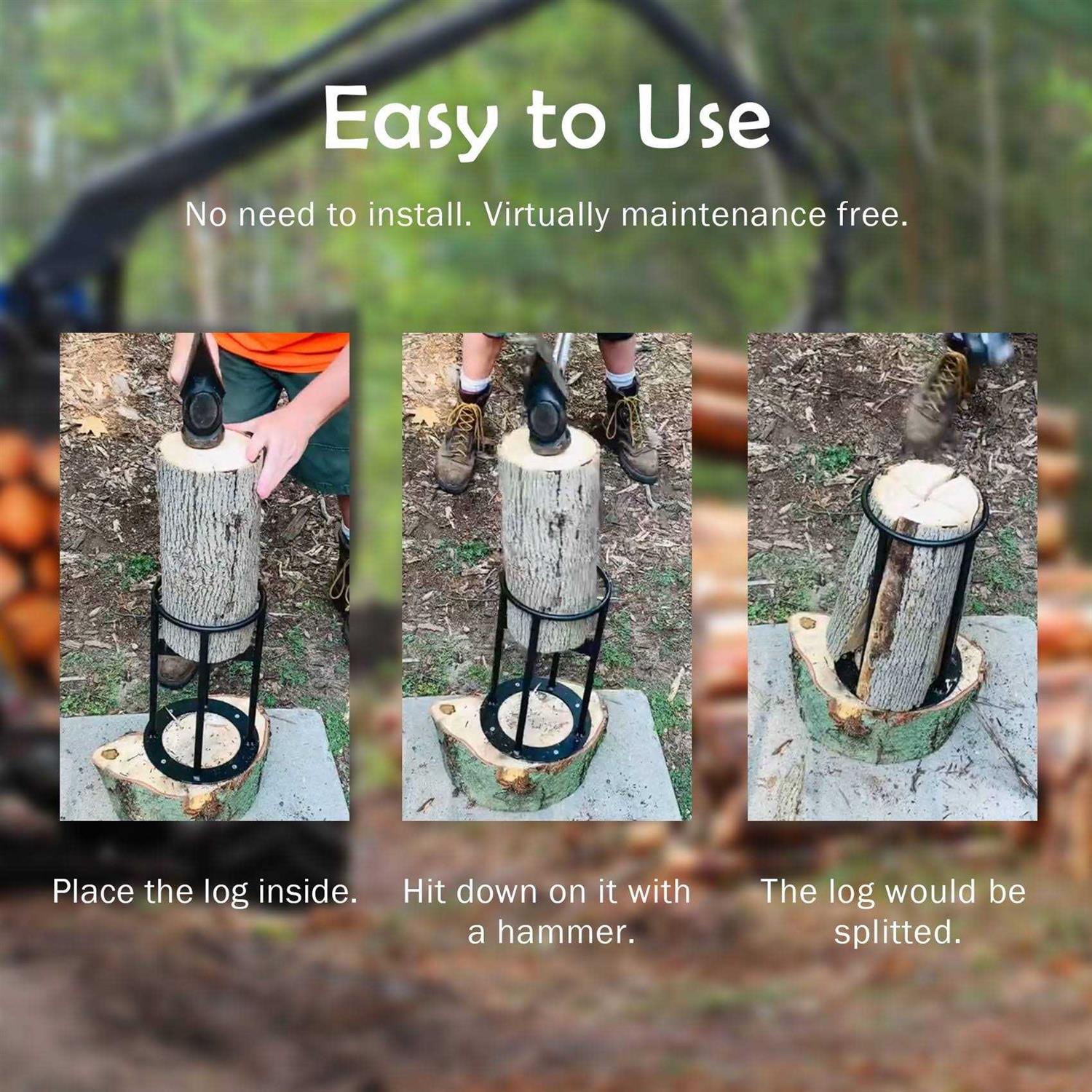 Piripara Firewood Splitter Kindling Wood Cracker Manual Log Wood Splitting Tool 4 Parts at One Time Wood Splitter Cutter for 8 inch Diameter Wood - Cheap Fitting