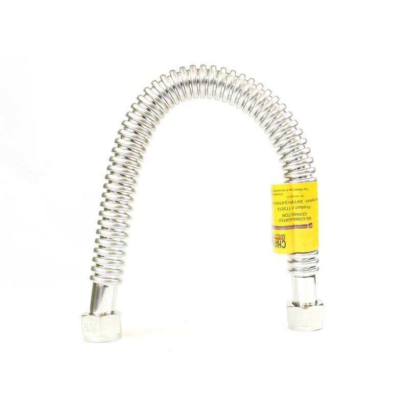 Charman CMI 173018 Corrugated Stainless Steel Water Heater Connector Hose, 3/4 FIP x 3/4 FIP x 18 - Cheap Fitting