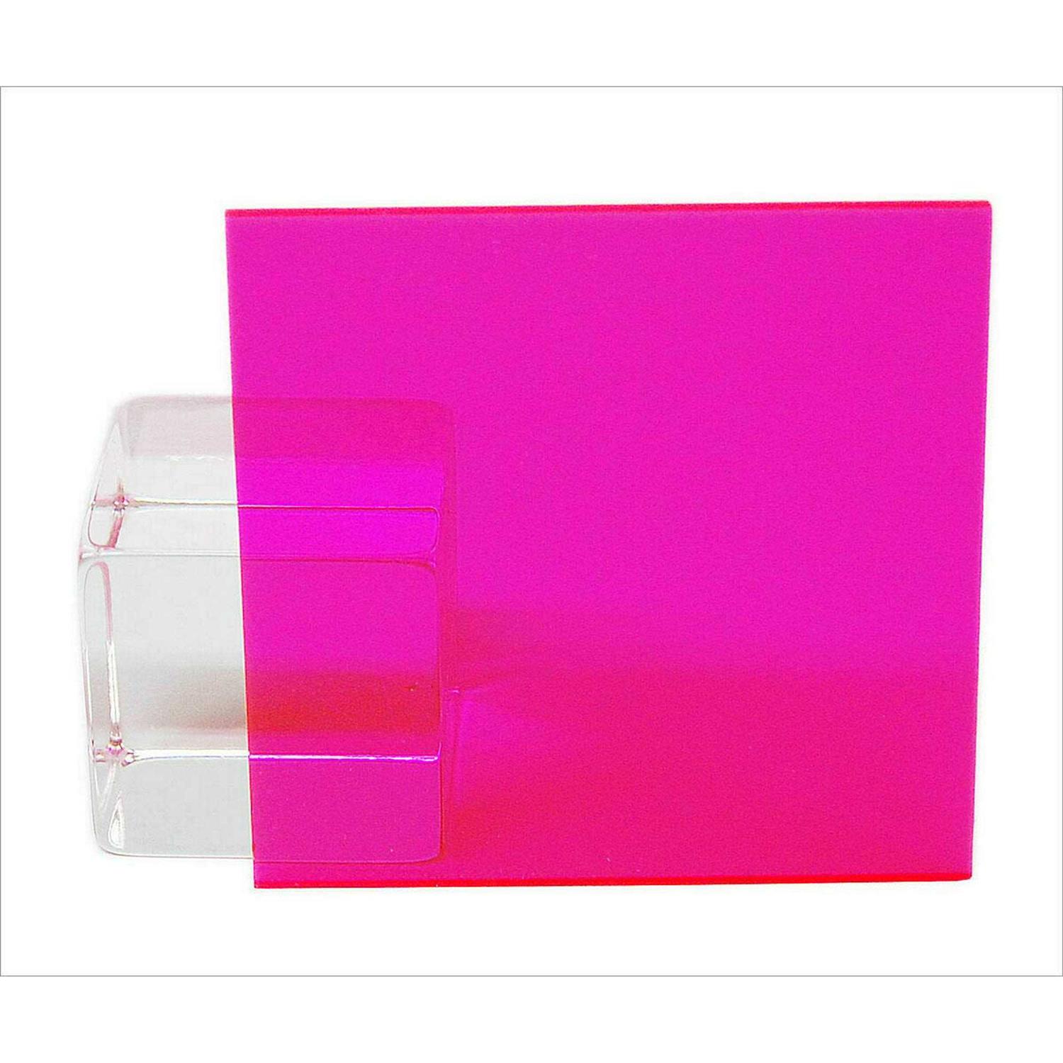 1/4 Neon Pink Fluorescent Acrylic Plexiglass Sheet 12×12 Cast 6mm Thick Nominal Size AZM - Cheap Fitting