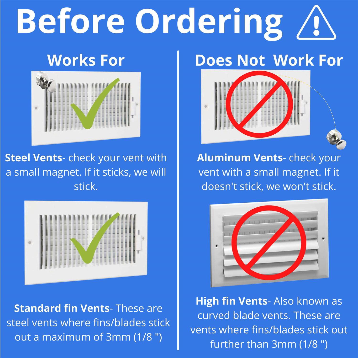 Seal360 Magnetic Vent Covers, Pockets for Complete Seal Floor, Wall, or Ceiling Vents and Air Registers - Cheap Fitting