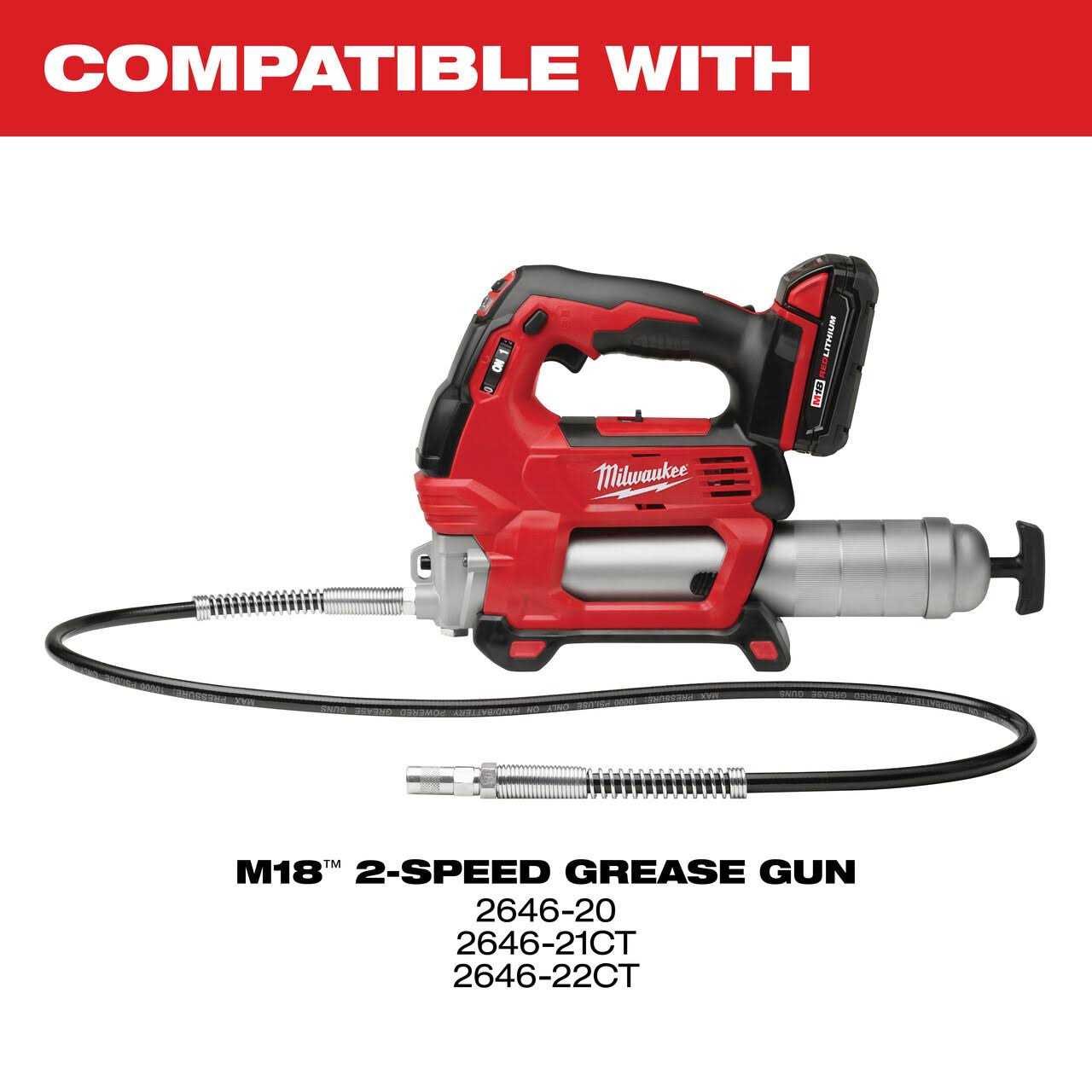 Milwaukee 49-16-2646 M18 Grease Gun 400g Clear Barrel - Cheap Fitting