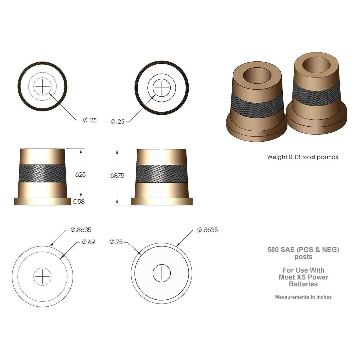 XS Power 580 Short Brass Post - Cheap Fitting
