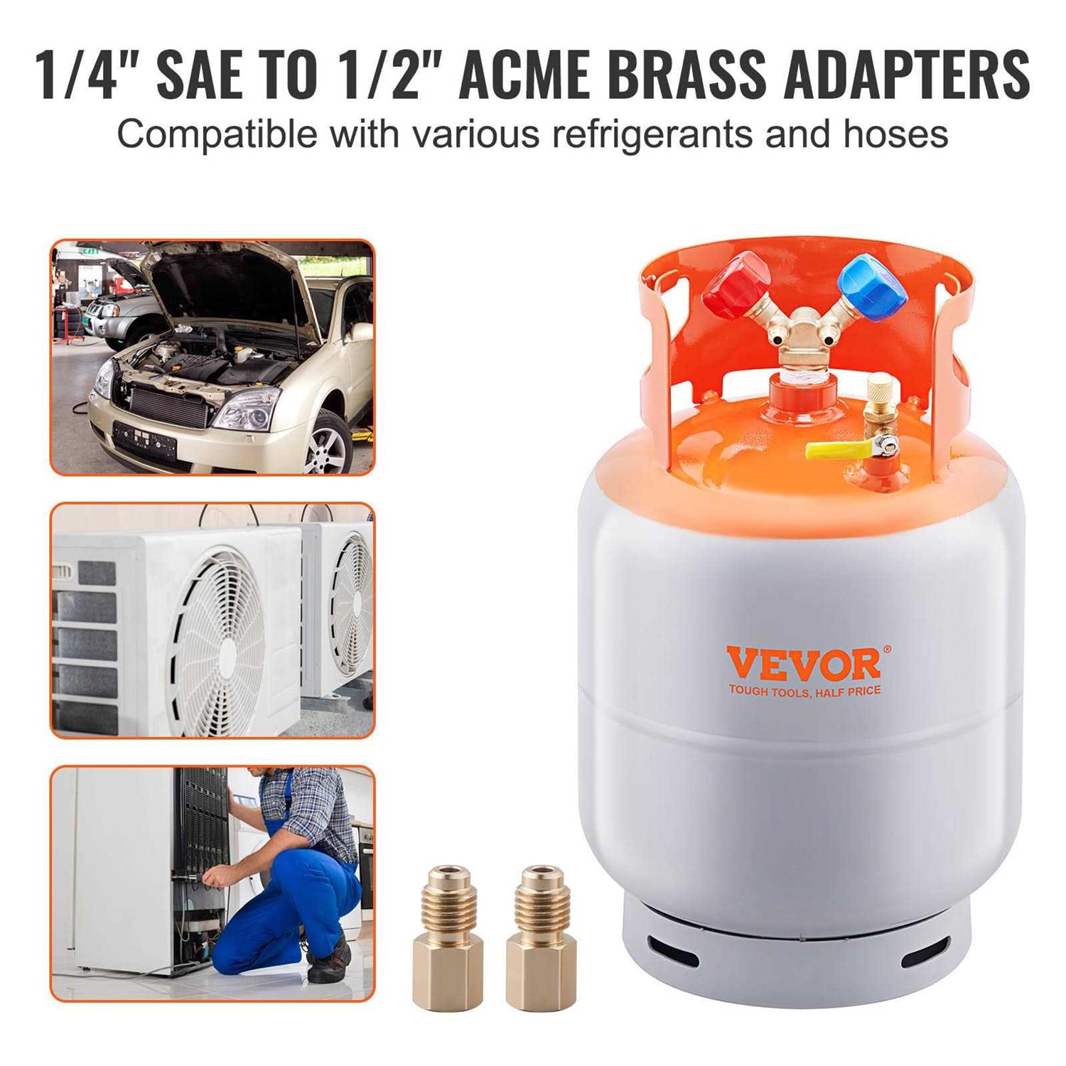 VEVOR Refrigerant Recovery Tank Recovery Tank 2 Pcs ¼ to ½ Adaptor - Cheap Fitting