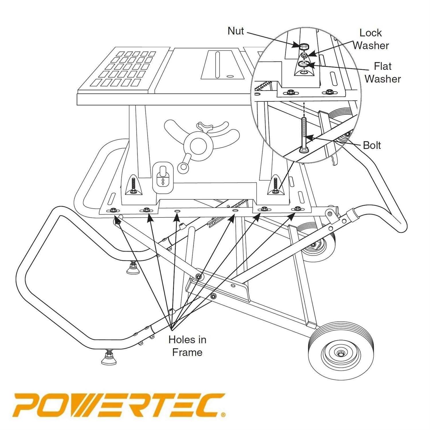 Powertec Mt4009 Rolling Foldable Table Saw Stand - Cheap Fitting