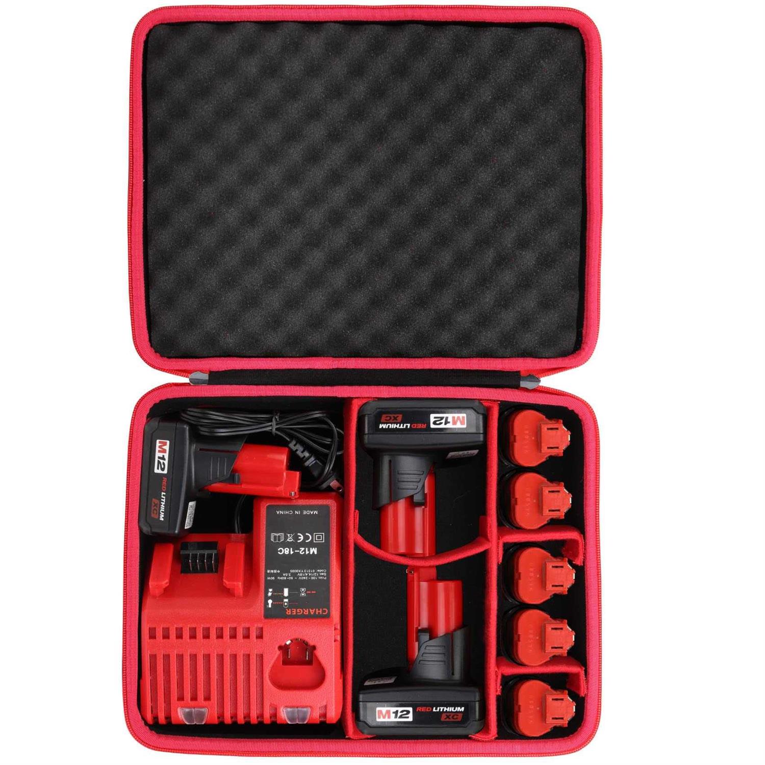 khanka Hard Battery Storage Box Holder, Carrying Case Replacement for Milwaukee M12 M18 18V Battery and Charger - Cheap Fitting