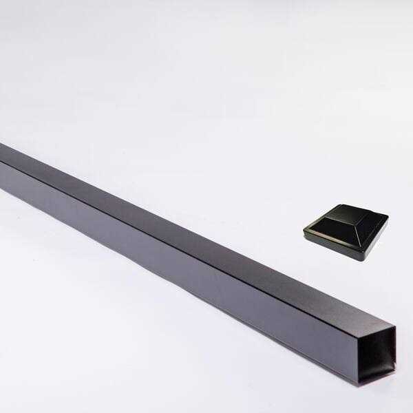 Slipfence 3 in. x 3 in. x Black Powder Coated Aluminum Fence Post Includes Post Cap - Cheap Fitting