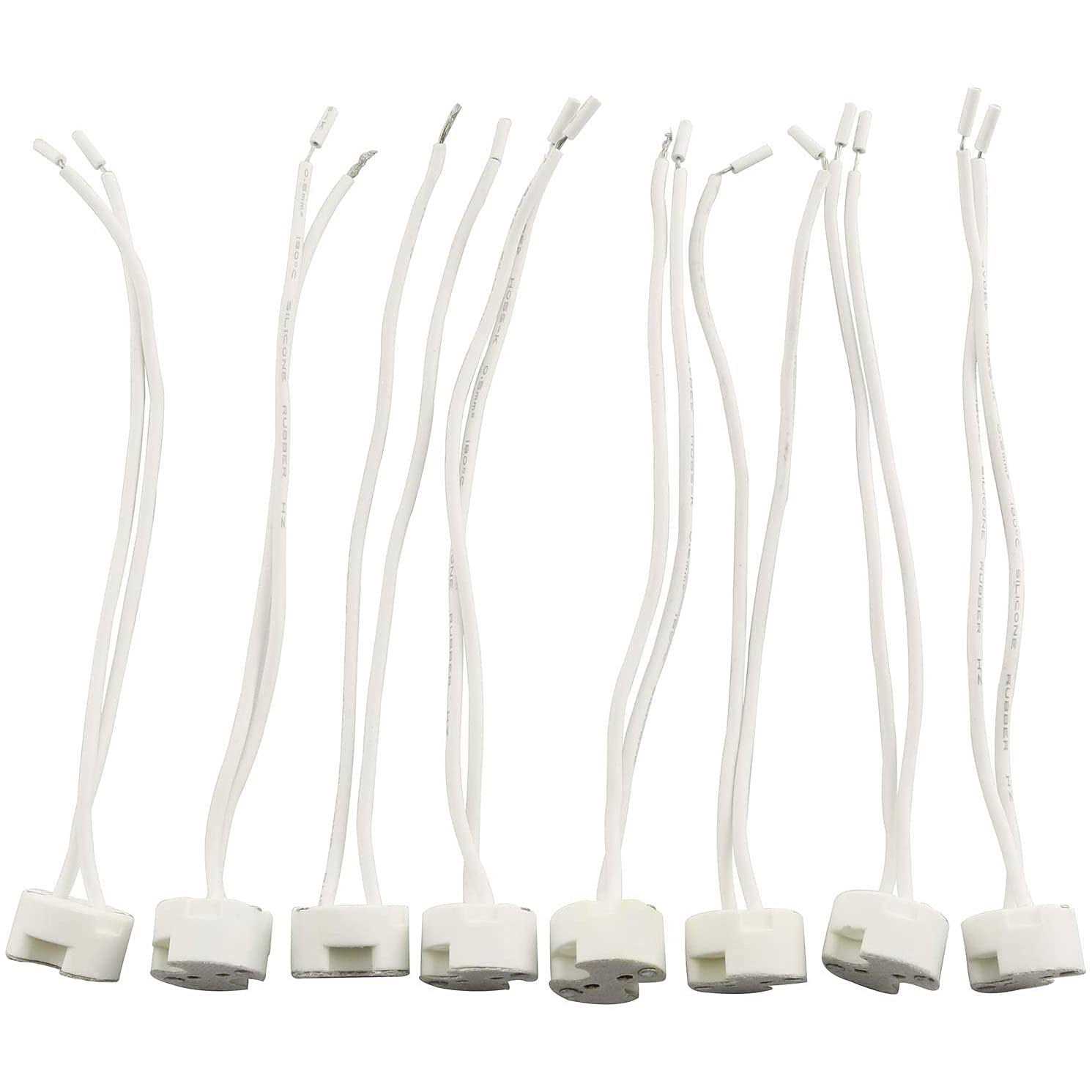 Longdex GU5.3 Socket 8PCS MR16 MR11 Halogen CFL Bulbs Holder Base Socket Ceramic Wire Connector - Cheap Fitting