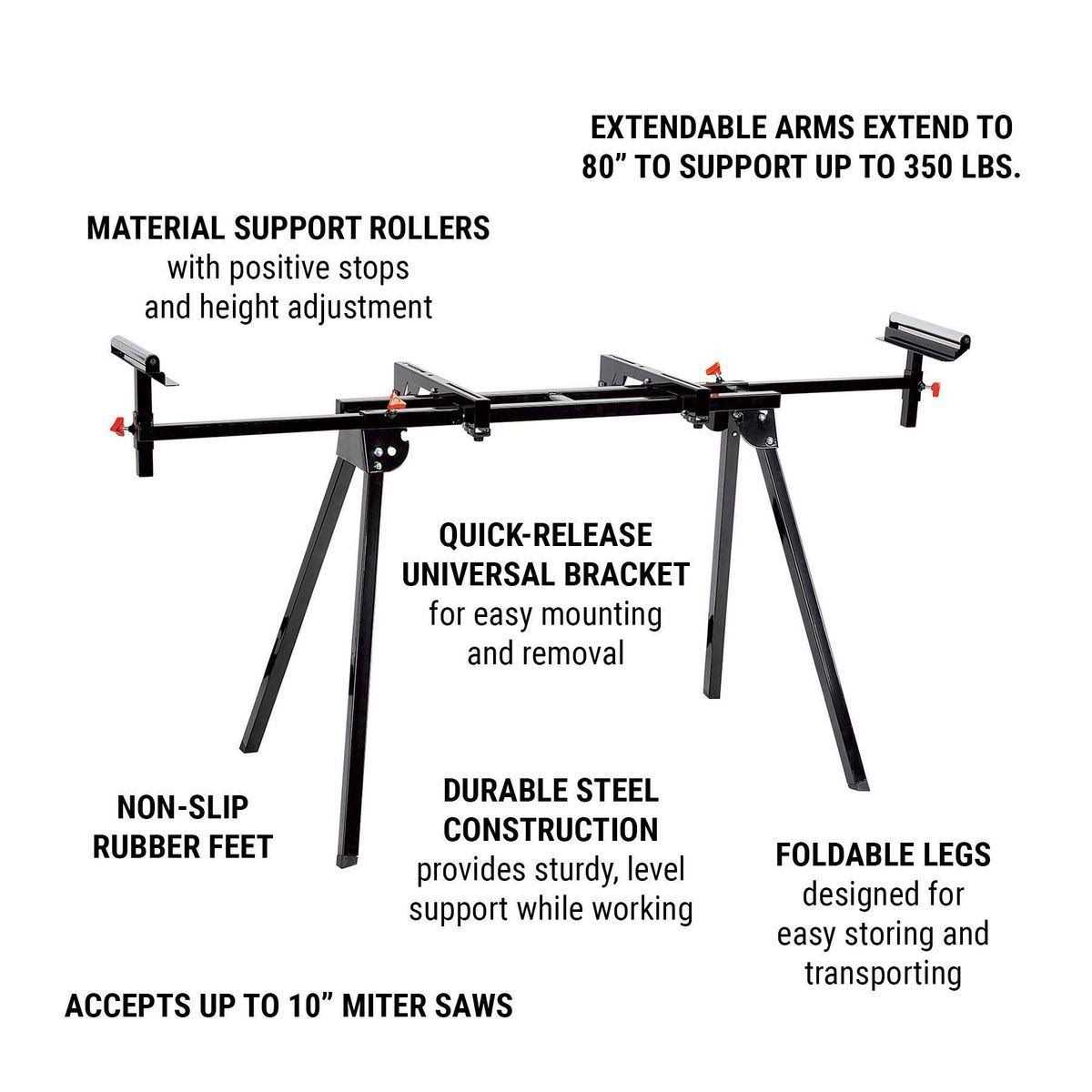 Warrior 350 lb. Folding Miter Saw Stand for Saws Up to 10 - Cheap Fitting