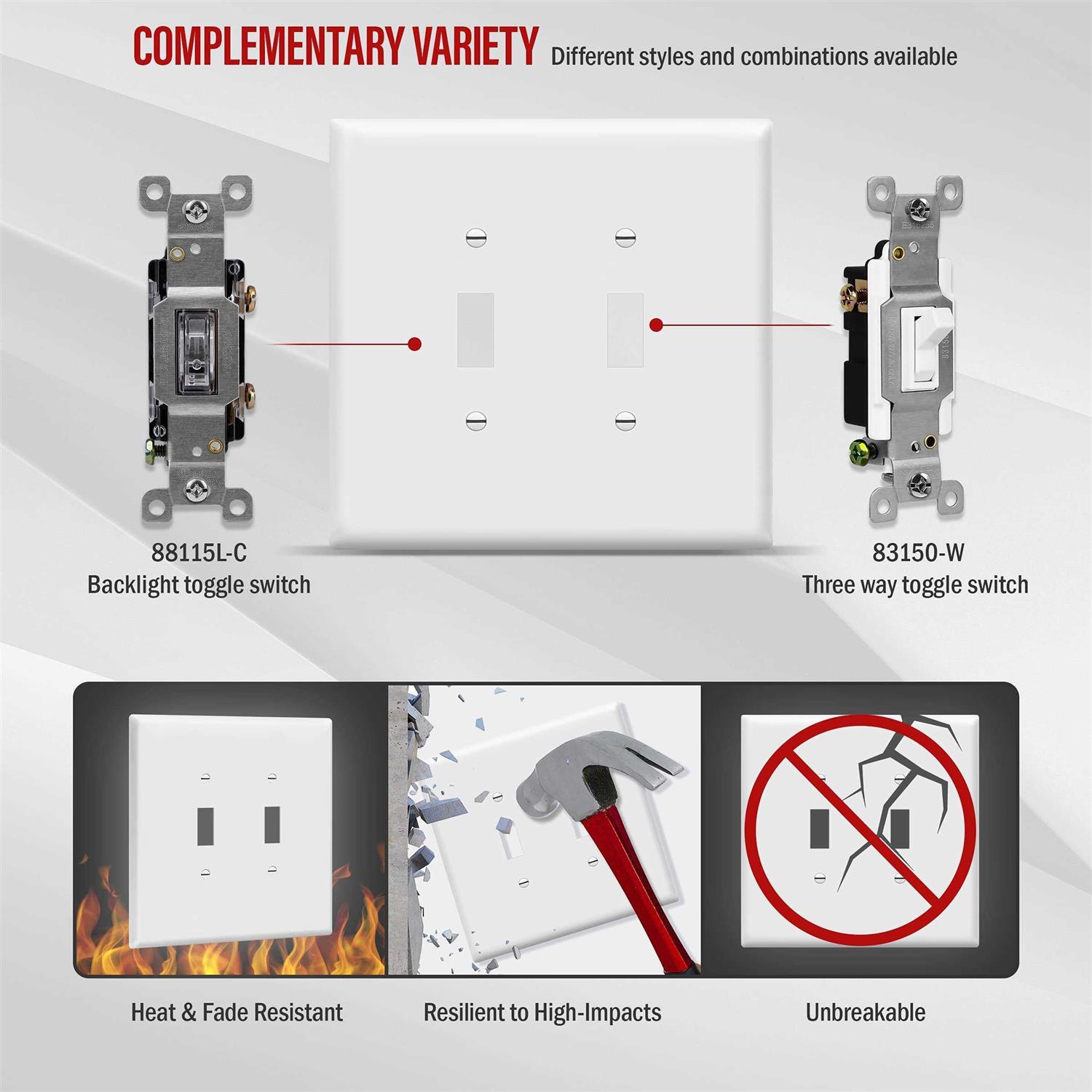 Enerlites Double Toggle Switch Cover Two Gang Light Switch Wall Plate - Cheap Fitting