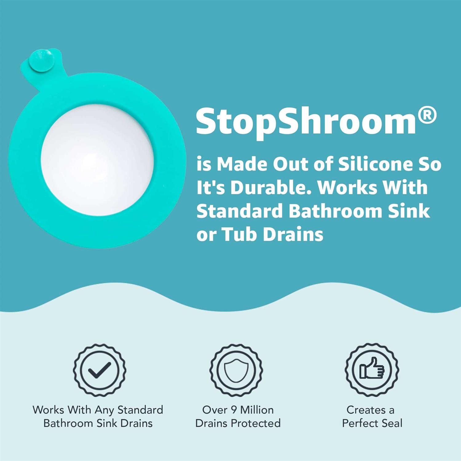 StopShroom STBLU232 Universal Stopper Plug Cover for Bathtub, Bathroom and Kitchen Drains - Cheap Fitting