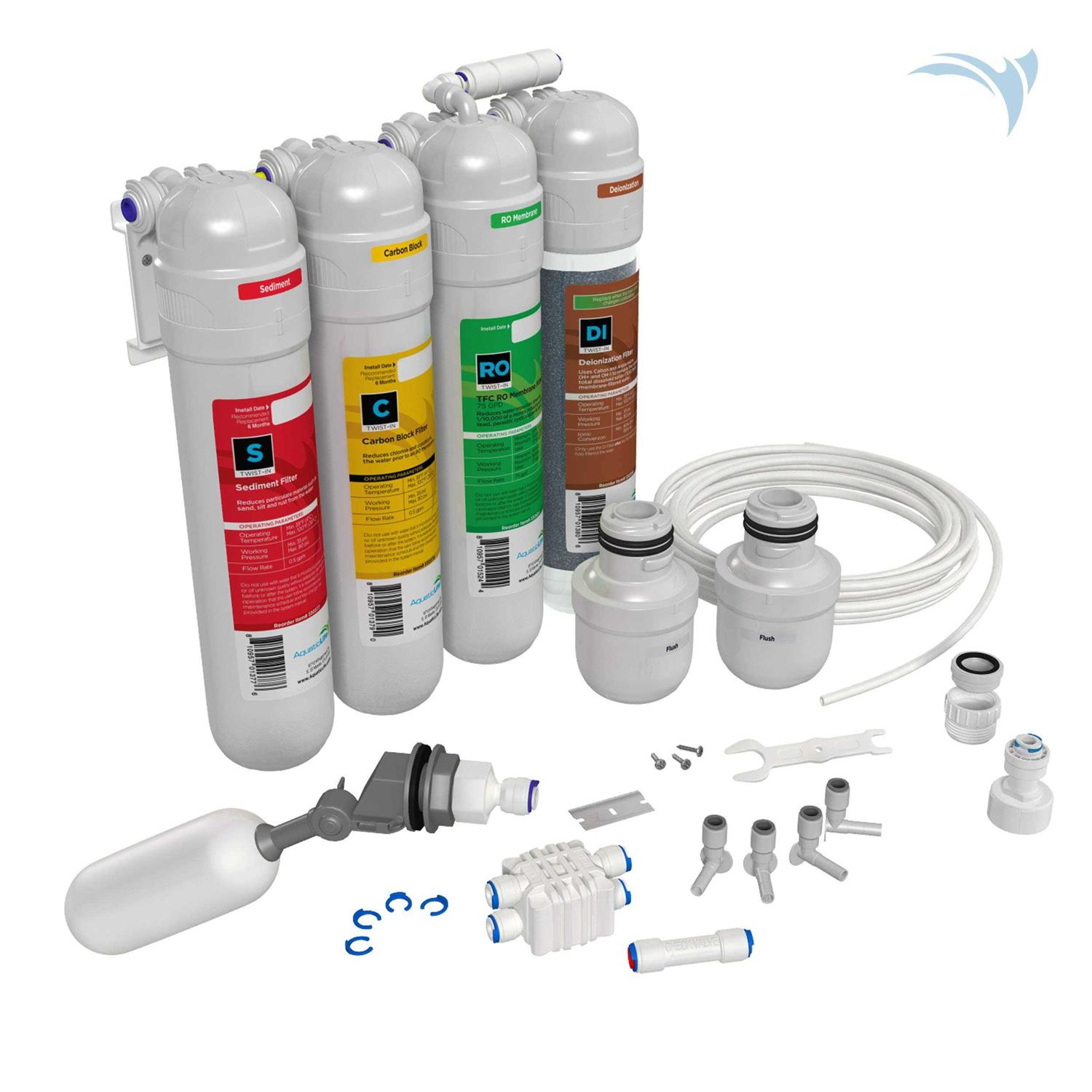 Aquatic Life Reverse Osmosis Water Filtration Unit 4 Stage Twist-in 75 Gpd - Cheap Fitting