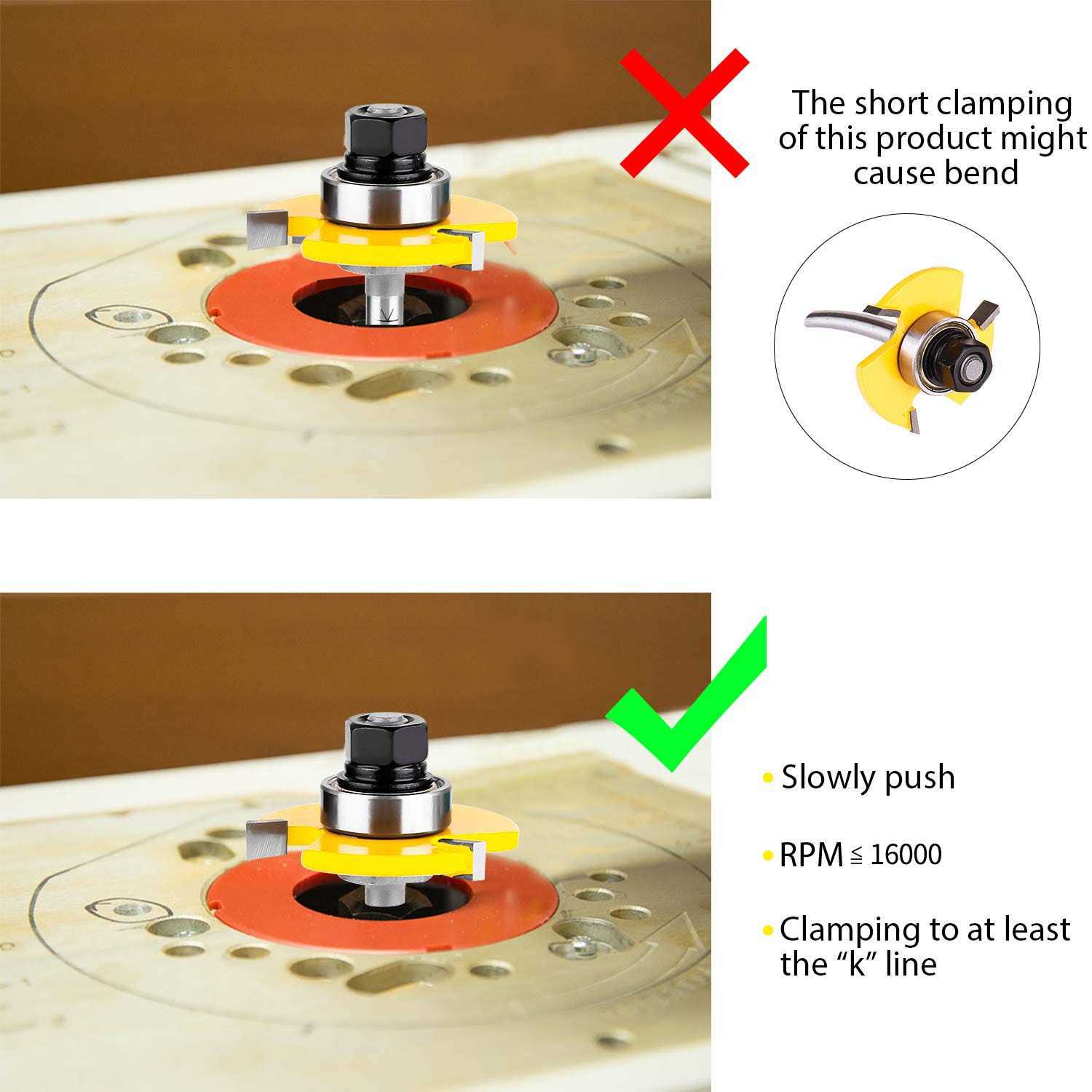 Kowood Tongue and Groove Set of 2 Pieces 14 Inch Shank Router Bit 3 T - Cheap Fitting