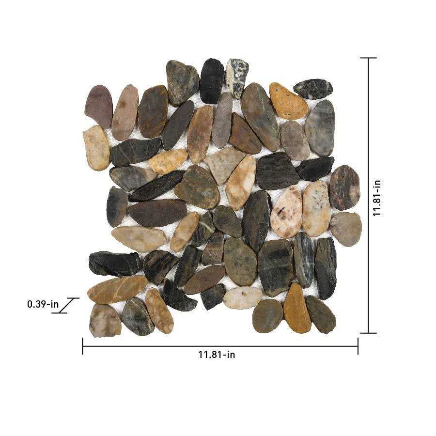 Satori River Rock Flat Polished 13-in x 13-in Polished Natural Stone Pebble and Wall Tile 20-669 - Cheap Fitting