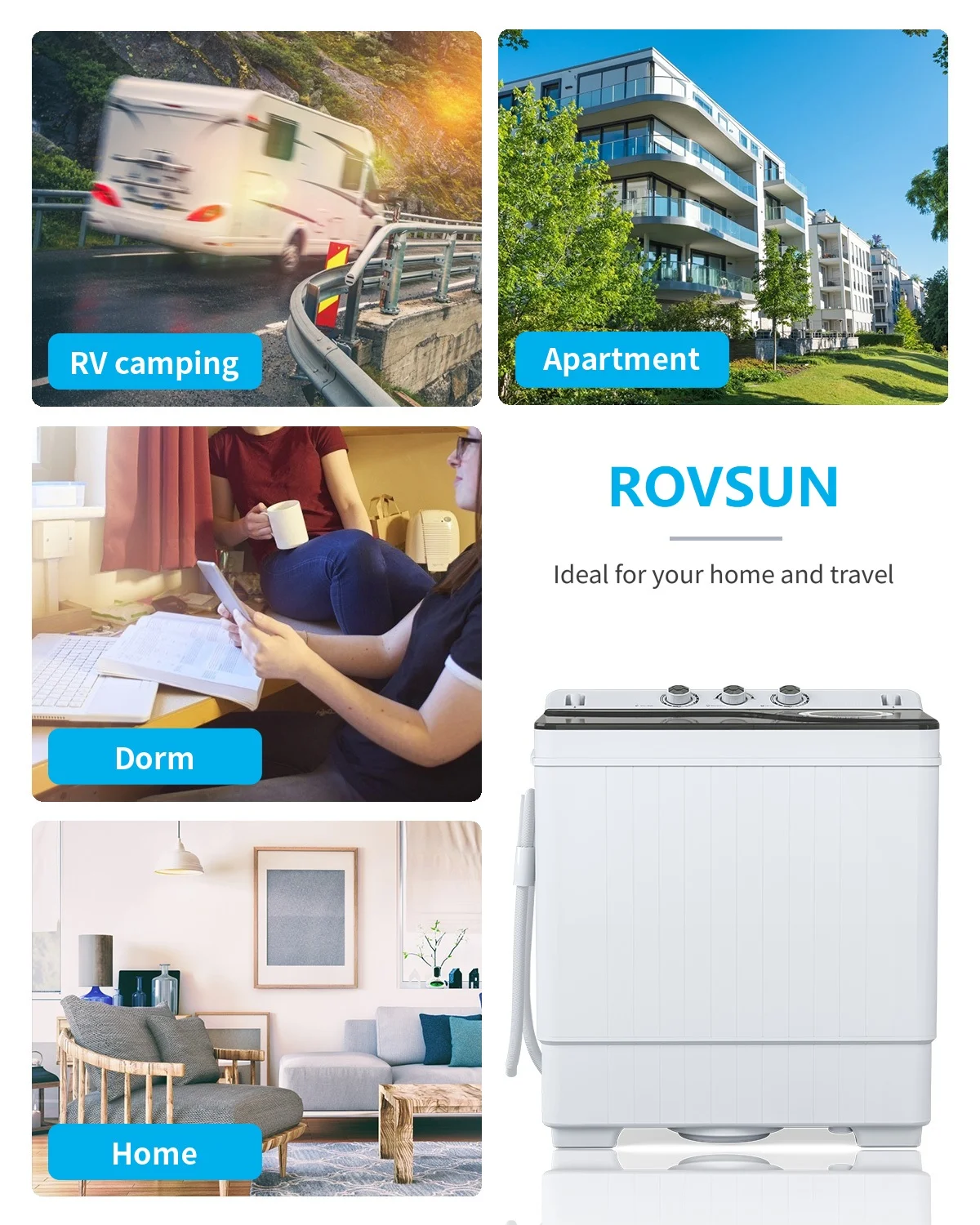 UbesGoo Portable Washing Machine 26lbs Twin Tub Compact Semi-automatic with Drain Pump Washer ner Combo - Cheap Fitting