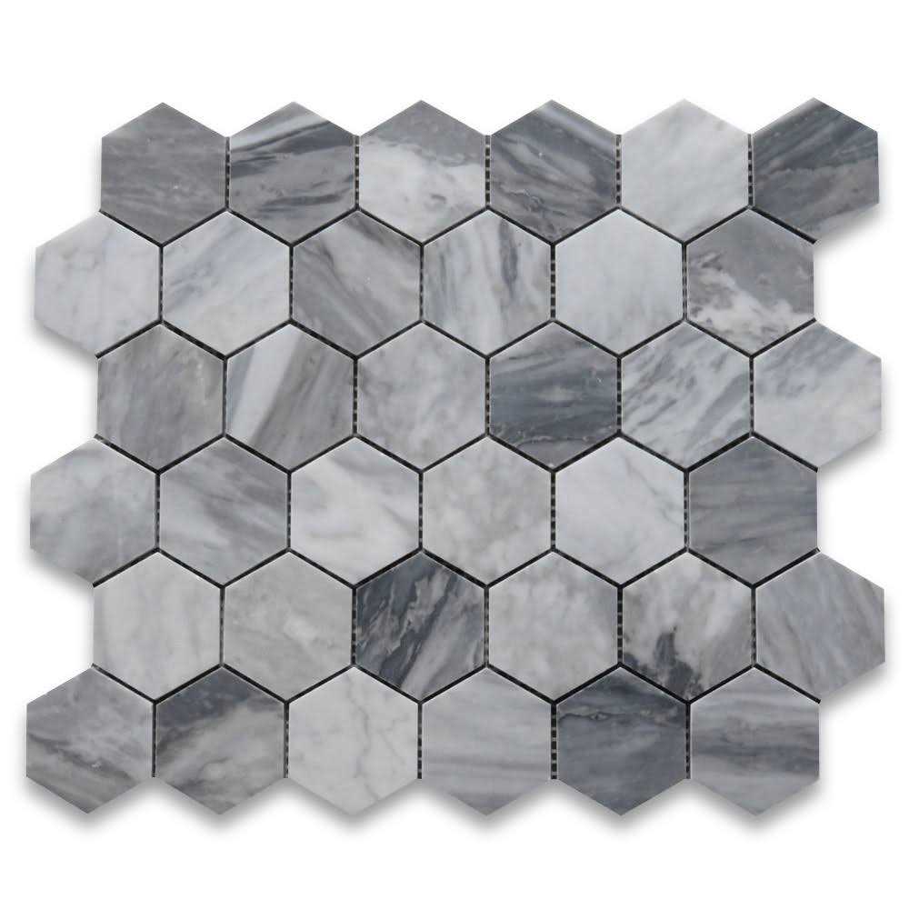 Bardiglio 10 x 12 Marble Honeycomb Mosaic Wall & Floor Tile Marble Online - Cheap Fitting