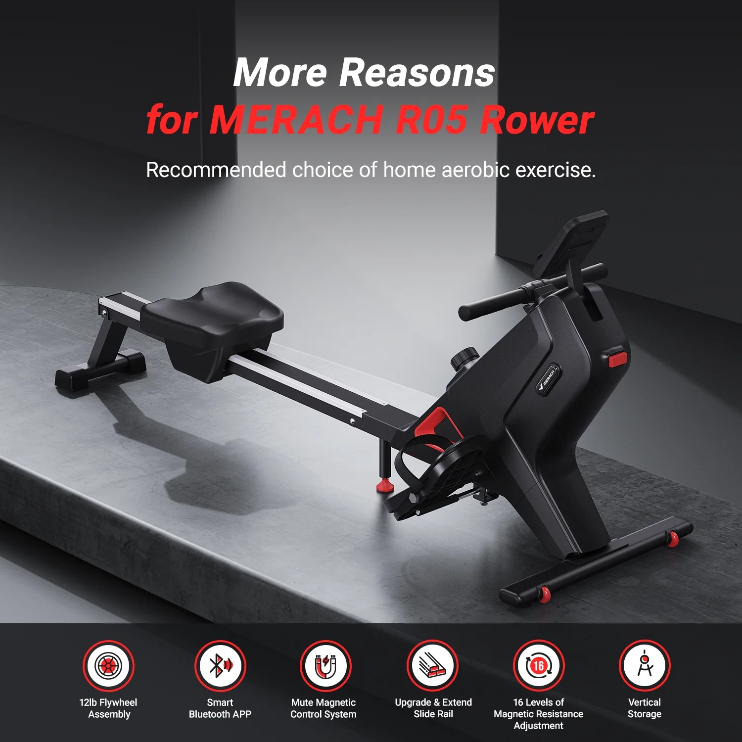 MERACH Magnetic Rowing Machine Quiet 16 Levels of Resistance Bluetooth Black Rower for Home Workout - Cheap Fitting