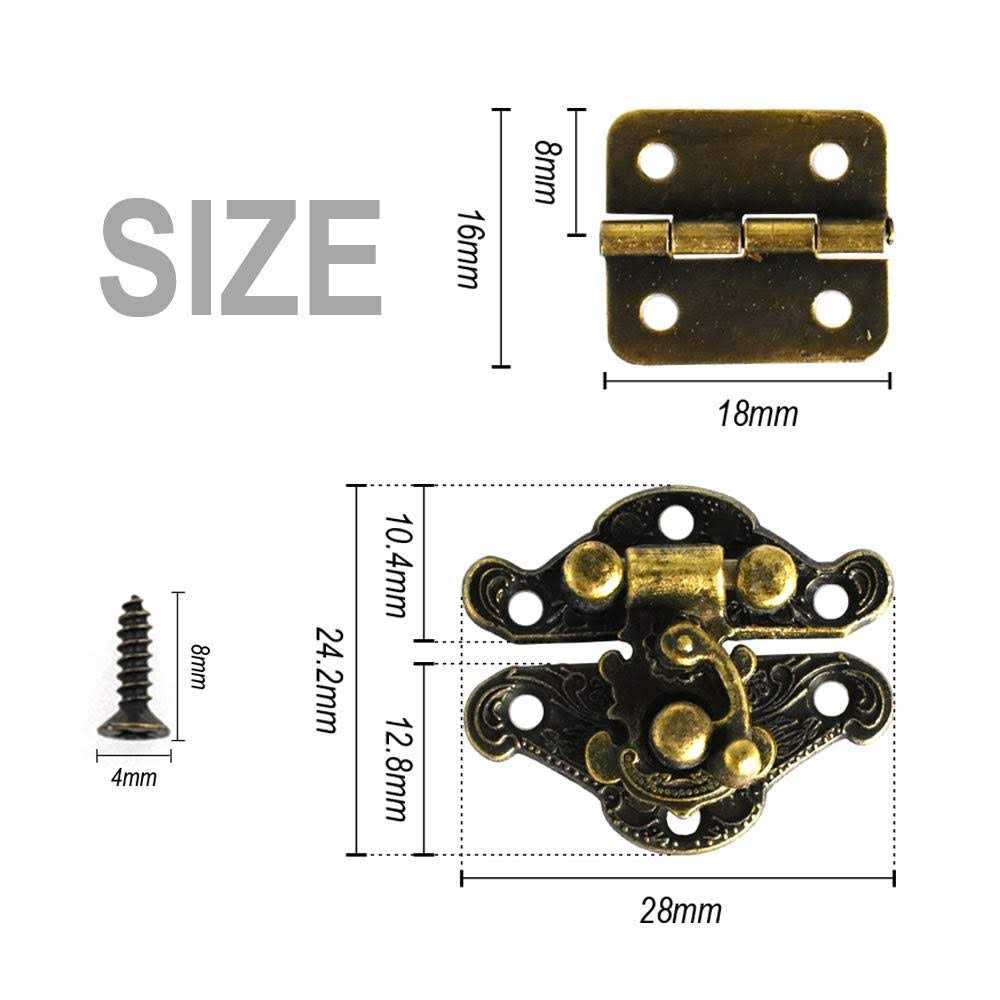 24Pcs Antique Small Box Hinges 12Pcs Antique Latch Hook Hasp Jewelry Box Hinges and Latches for DIY Jewelry Box - Cheap Fitting
