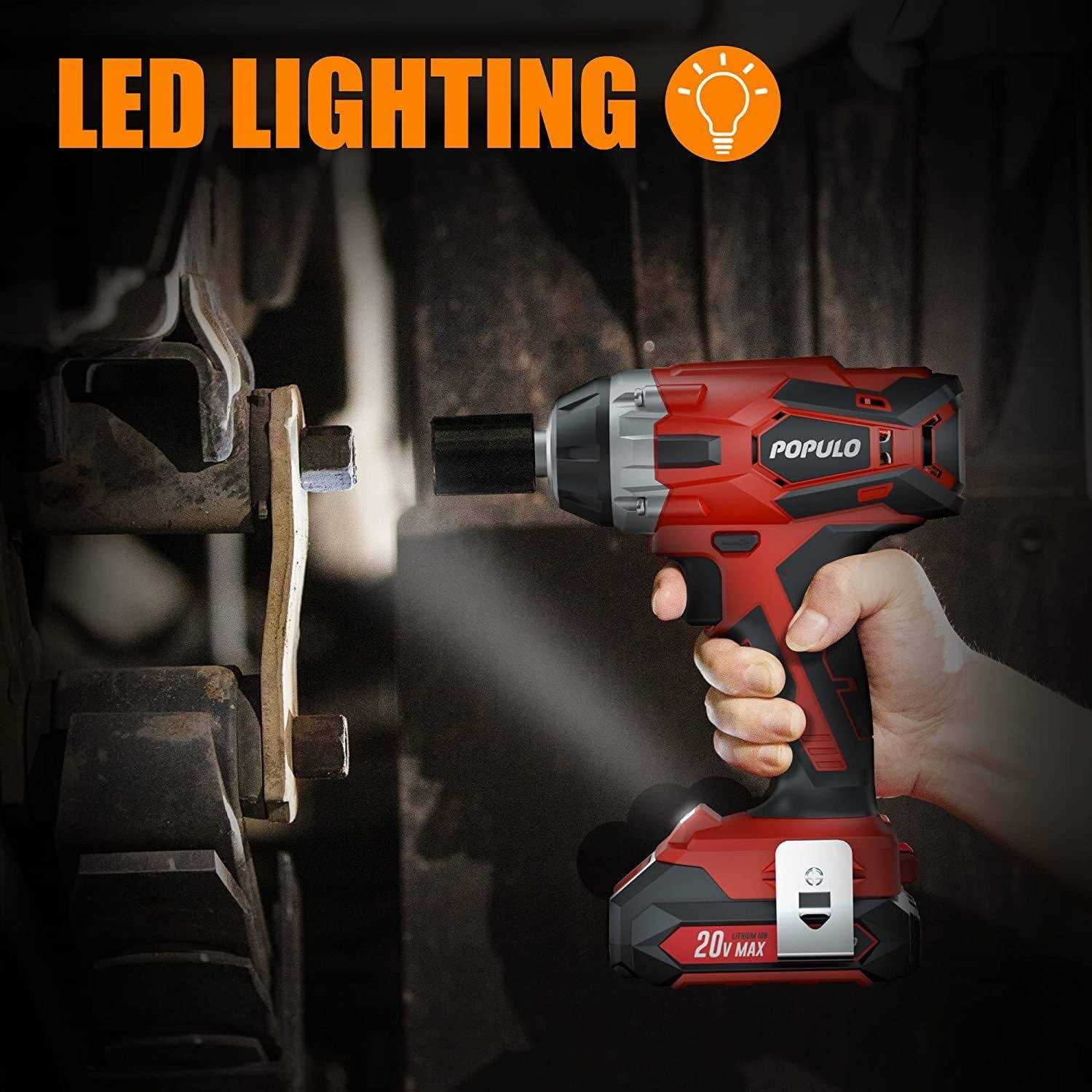 Populo 20V Cordless Impact Wrench Chuck Power Impact Wrenches - Cheap Fitting