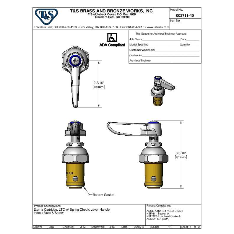 002711-40 Eterna Spindle Assembly T&S Brass - Cheap Fitting