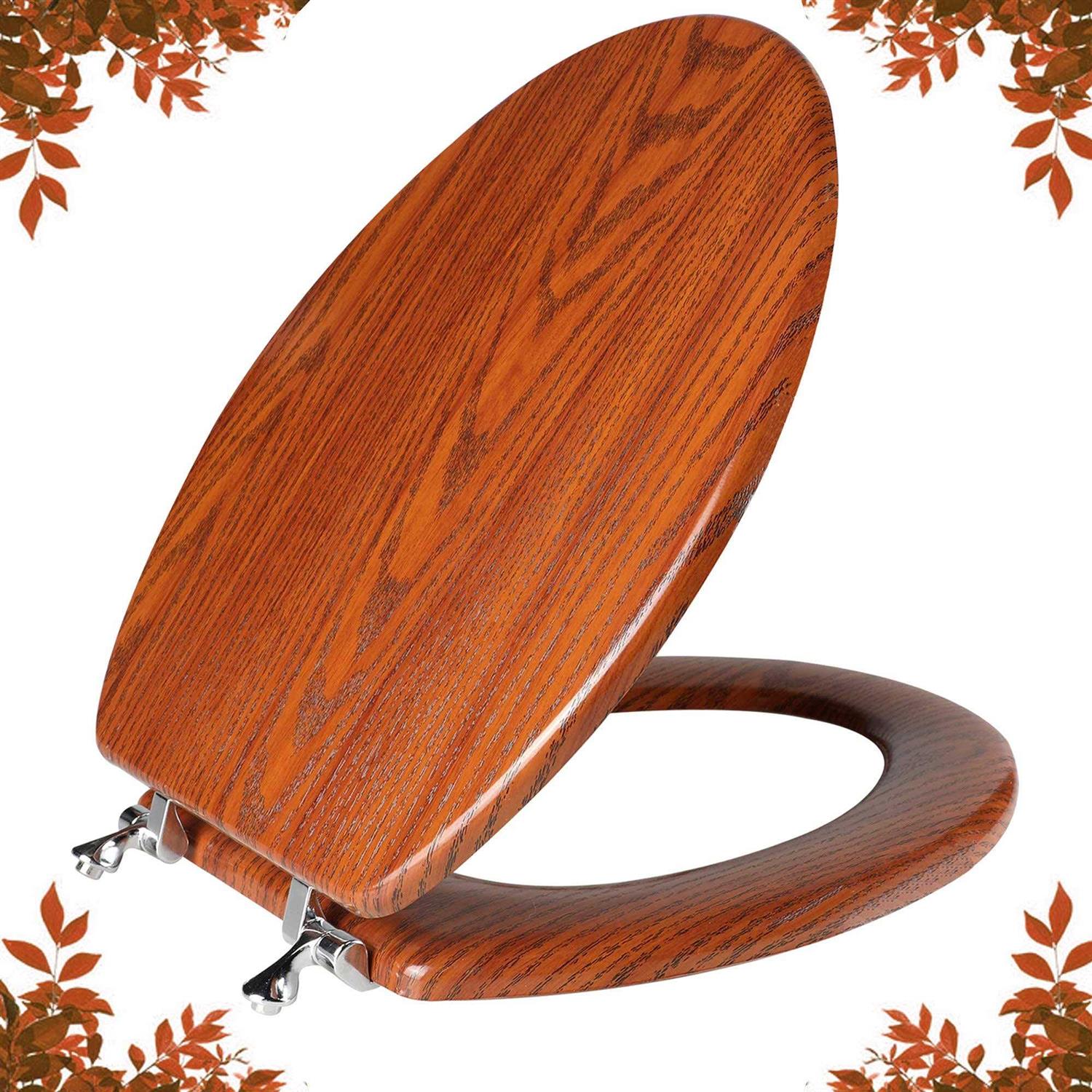 Angol Shiold Elongated Toilet Seat Molded Wood Toilet Seat With Quietly - Cheap Fitting