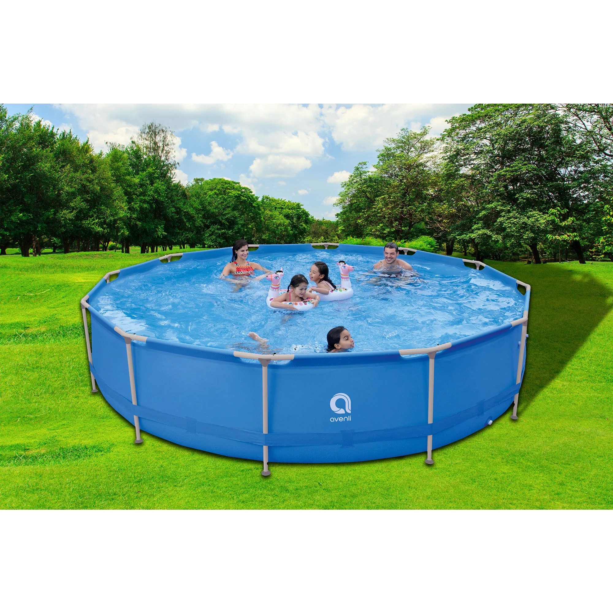 JLeisure Avenli 15 Foot x 36 Inch Steel Frame Above Ground Swimming Pool - Cheap Fitting