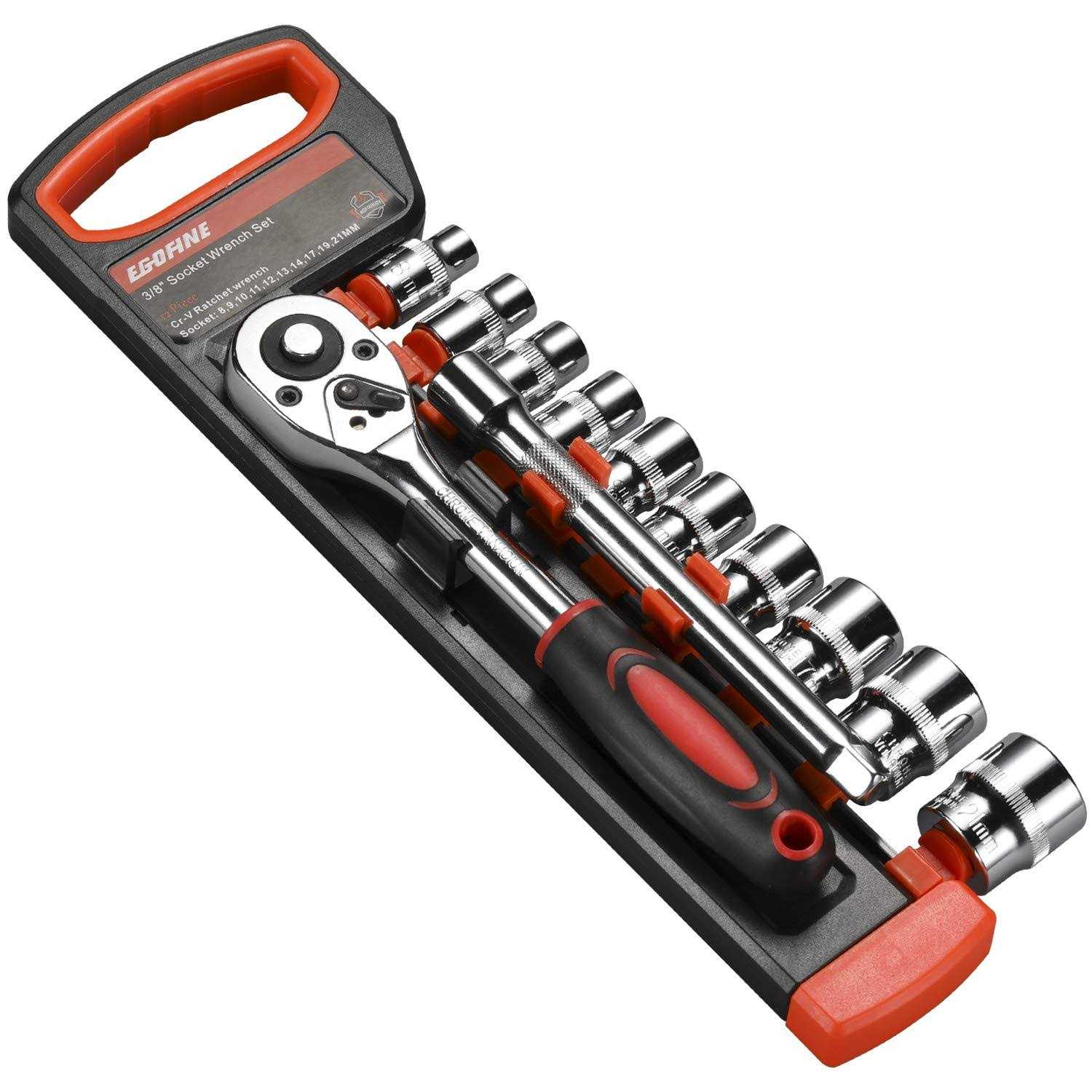 Egofine 12pcs 1/4 Inch Ratchet Socket Wrench Set Drive Socket Set with 10 Sockets 4-13mm and 2 Way Quick Released Ratchet Handle and Extension Bar - Cheap Fitting