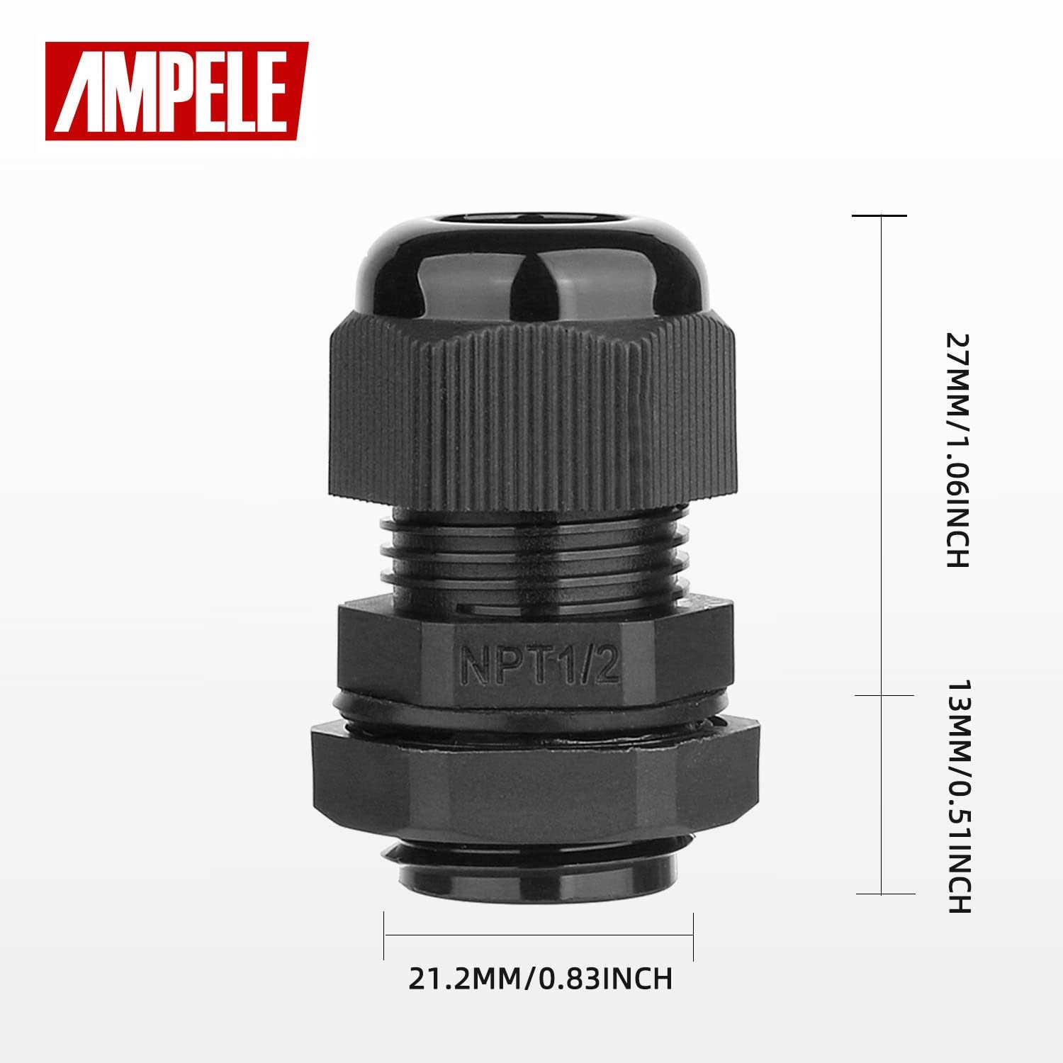 AMPELE NPT Cable Gland Waterproof Adjustable Nylon Cable Glands Joints With Gaskets - Cheap Fitting
