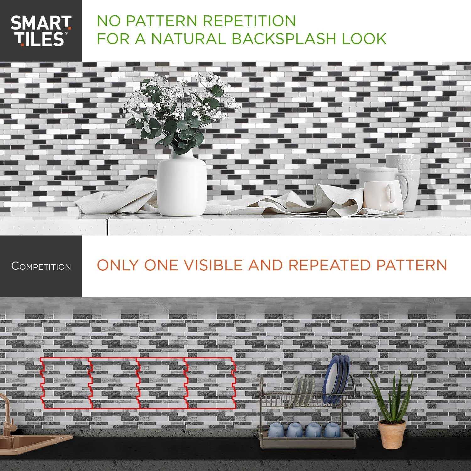 Smart Tiles Peel and Stick Backsplash 4 Sheets of 10.20 x 9.00 - Cheap Fitting