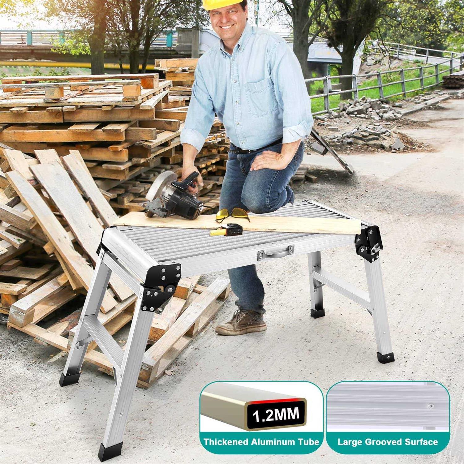 Work Platform Aluminum Step Ladder 330 LBS Capacity Heavy Duty Aluminum Folding Atep Ladders Stool with Non-Slip Feet - Cheap Fitting