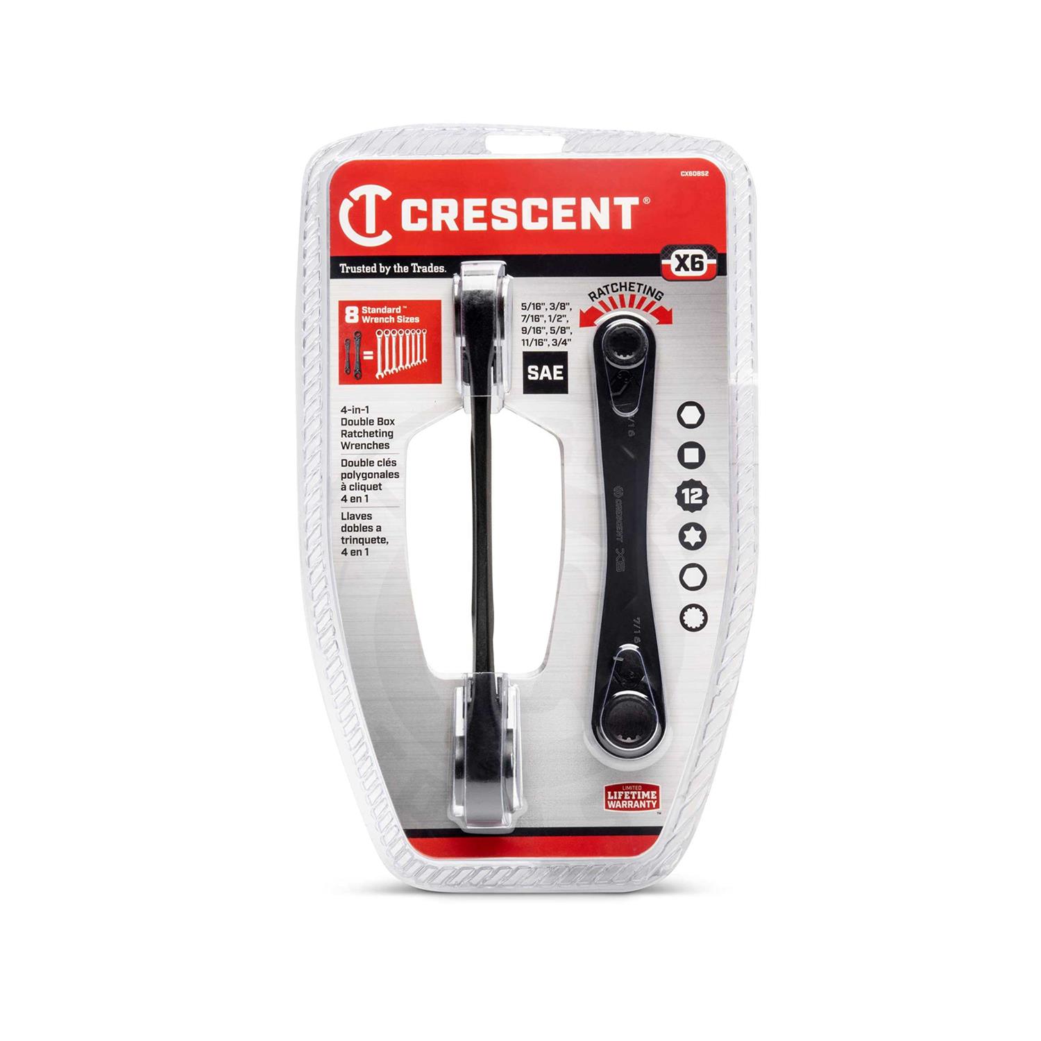 Crescent 2 Piece X6 4-in-1 Black Oxide Spline Ratcheting SAE Wrench Set - Cheap Fitting