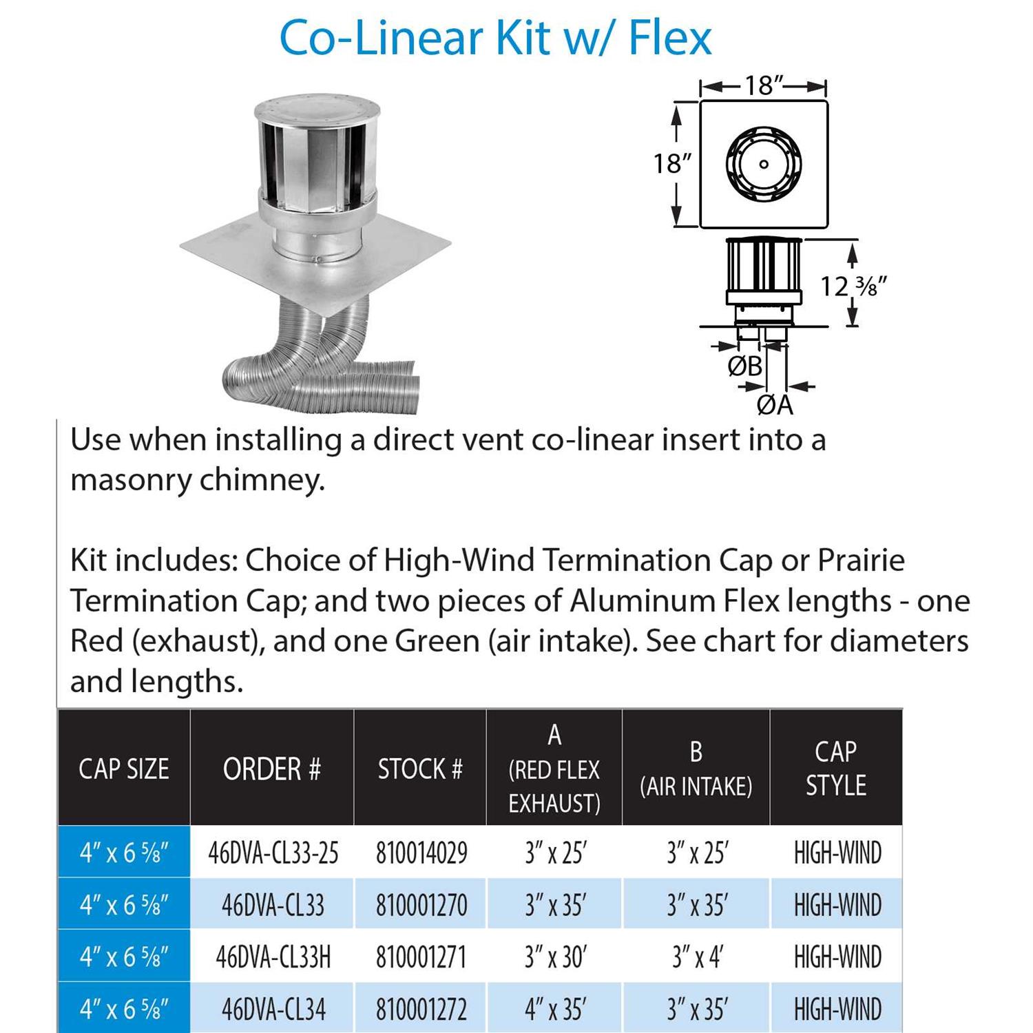 DuraVent 46DVA-CL33H DirectVent Pro Co-Linear Kit with Flex - Cheap Fitting